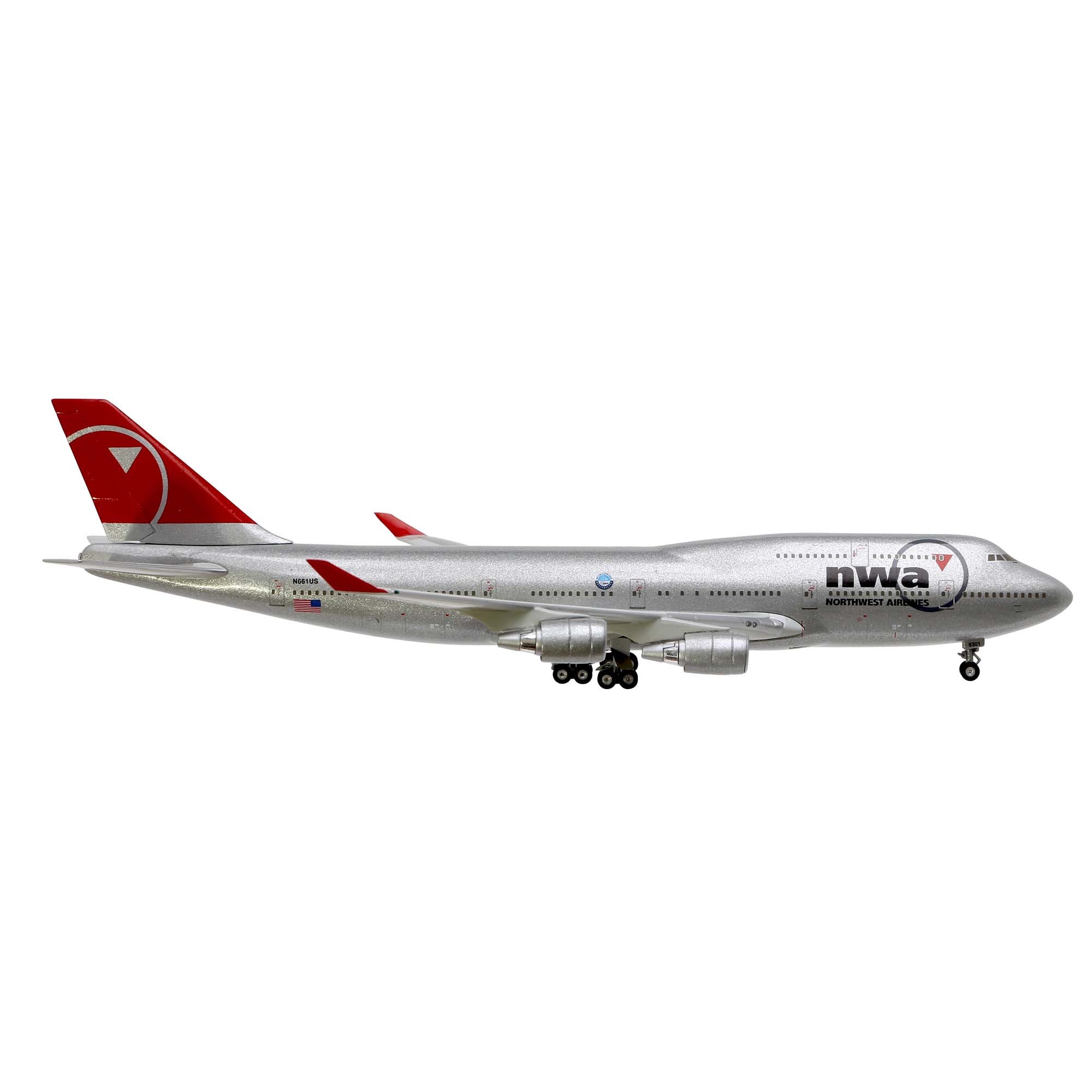 B747-400 Northwest aircraft model - 1/300th scale metal
