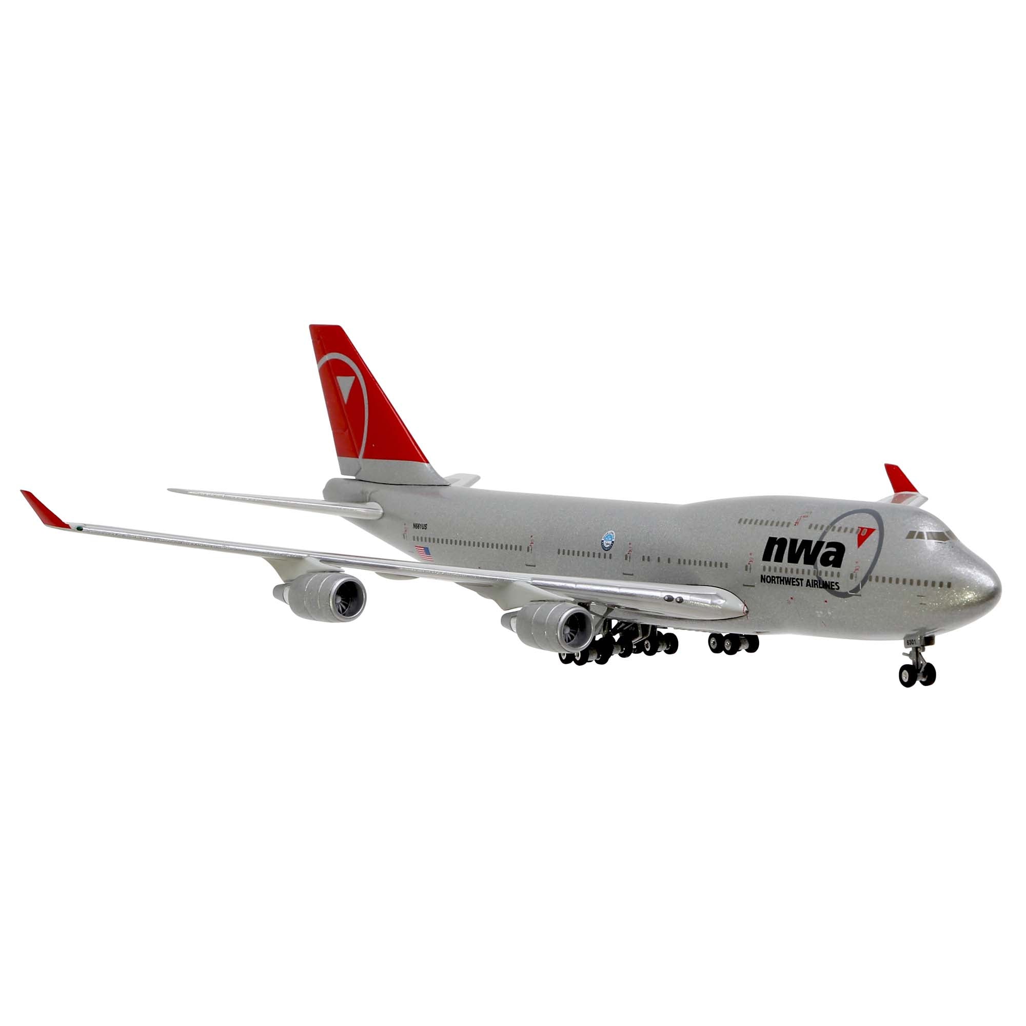 B747-400 Northwest aircraft model - 1/300th scale metal