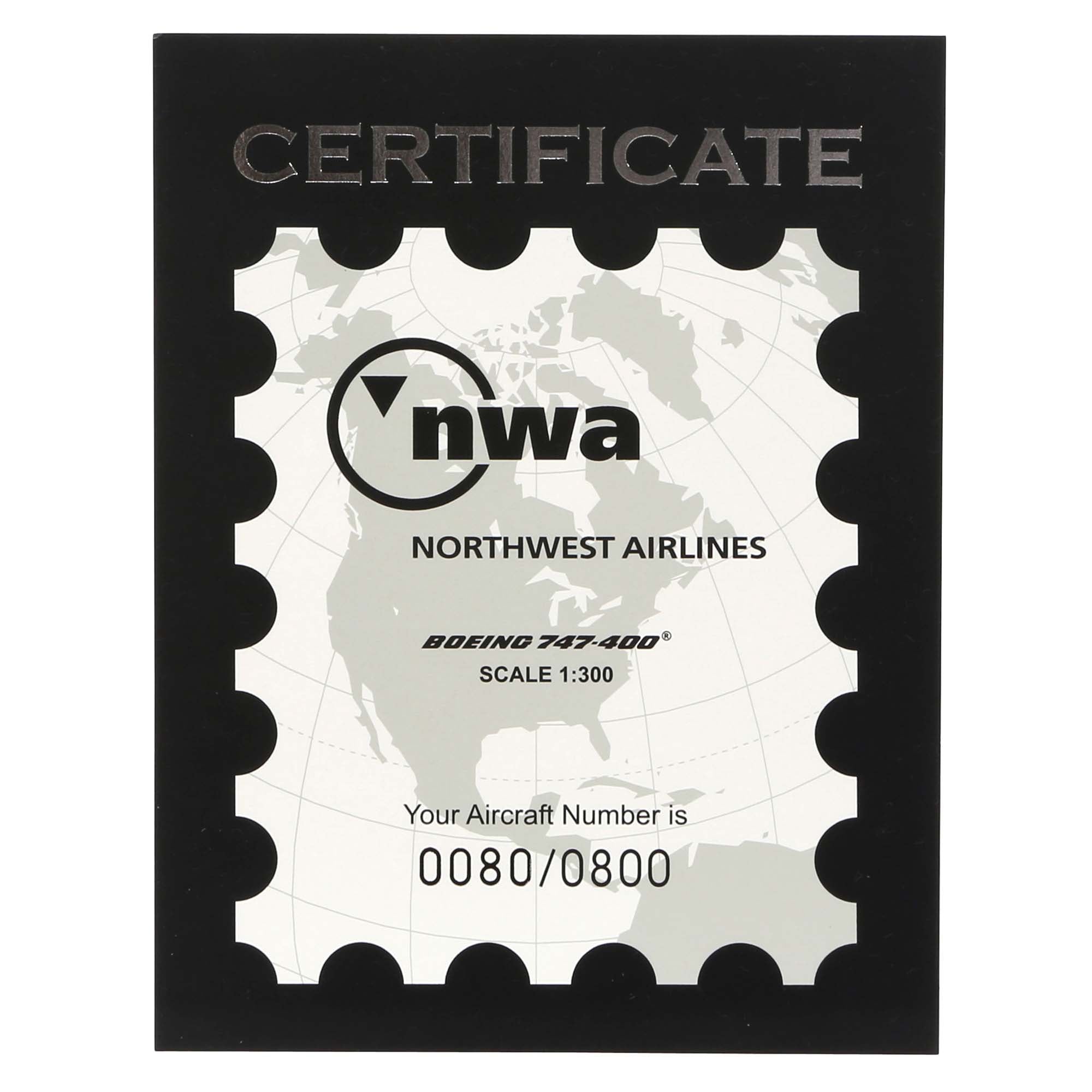 B747-400 Northwest aircraft model - 1/300th scale metal