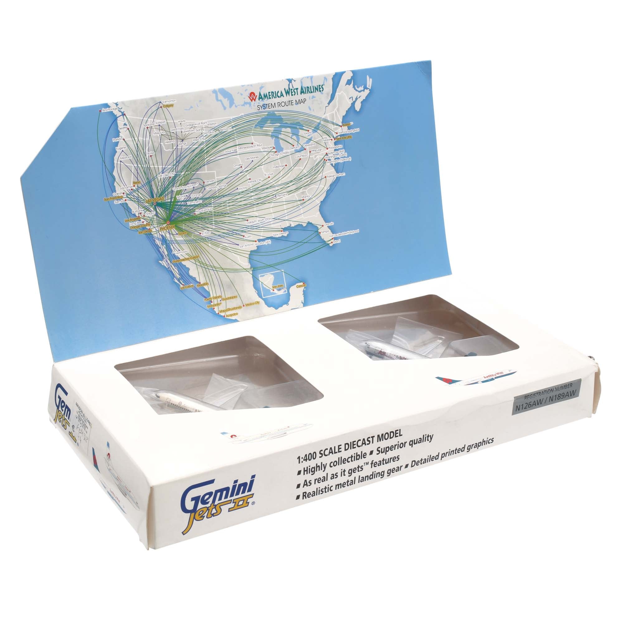 Kit 2 maquettes avion B737-200 America West - métal 1/400e