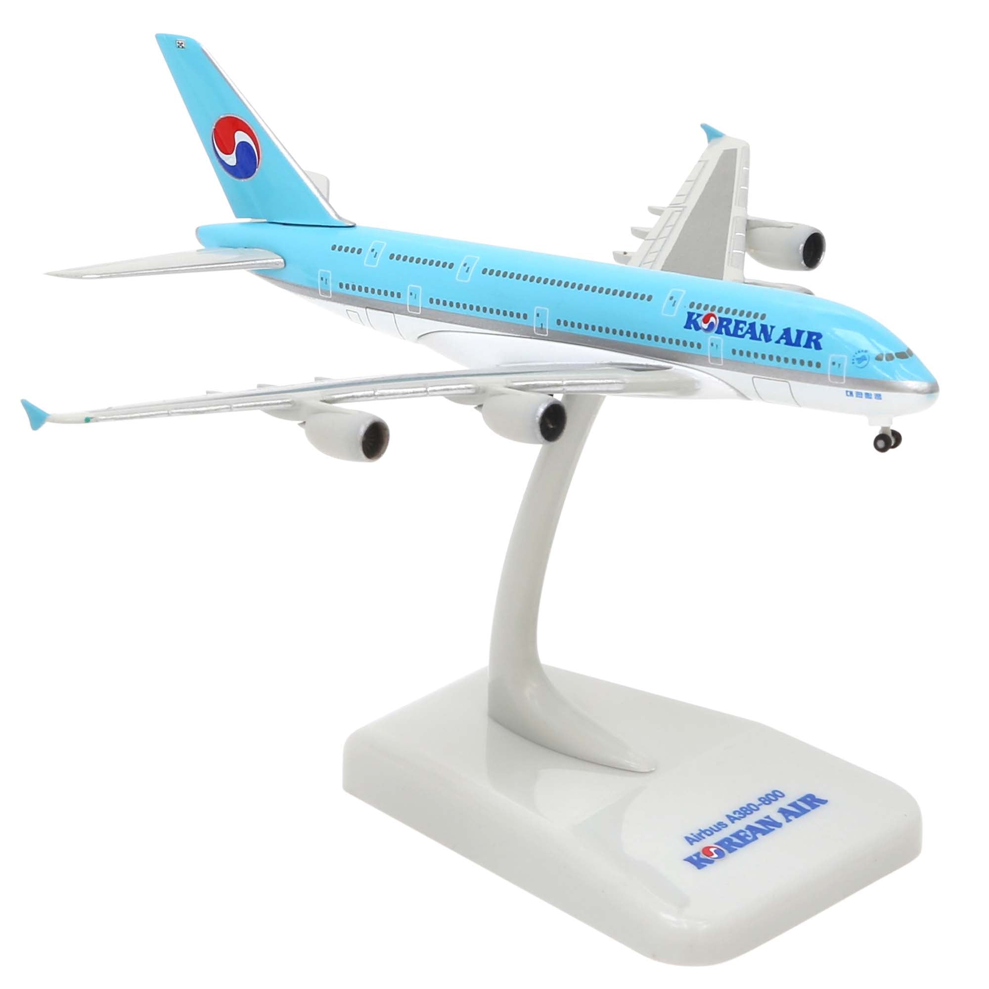 Korean Air A380 model airplane with landing gear and base - metal 1/1000