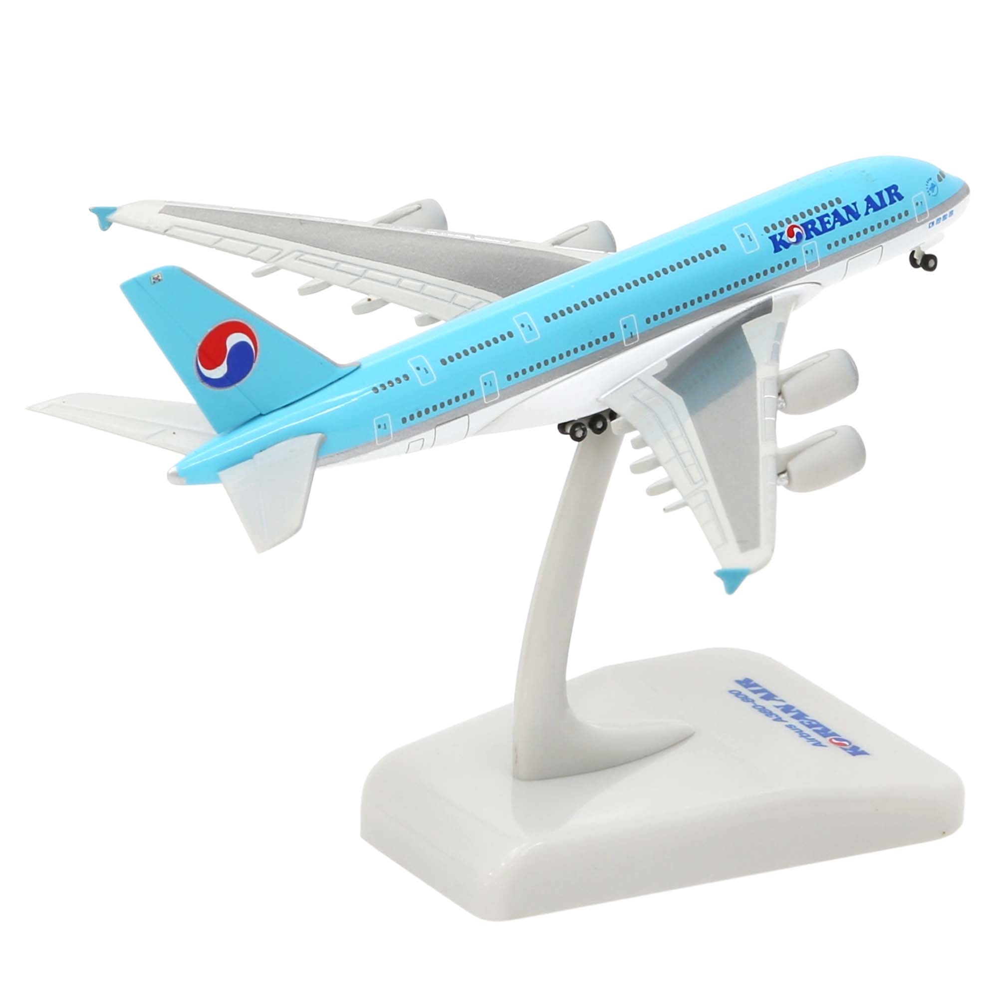 Korean Air A380 model airplane with landing gear and base - metal 1/1000