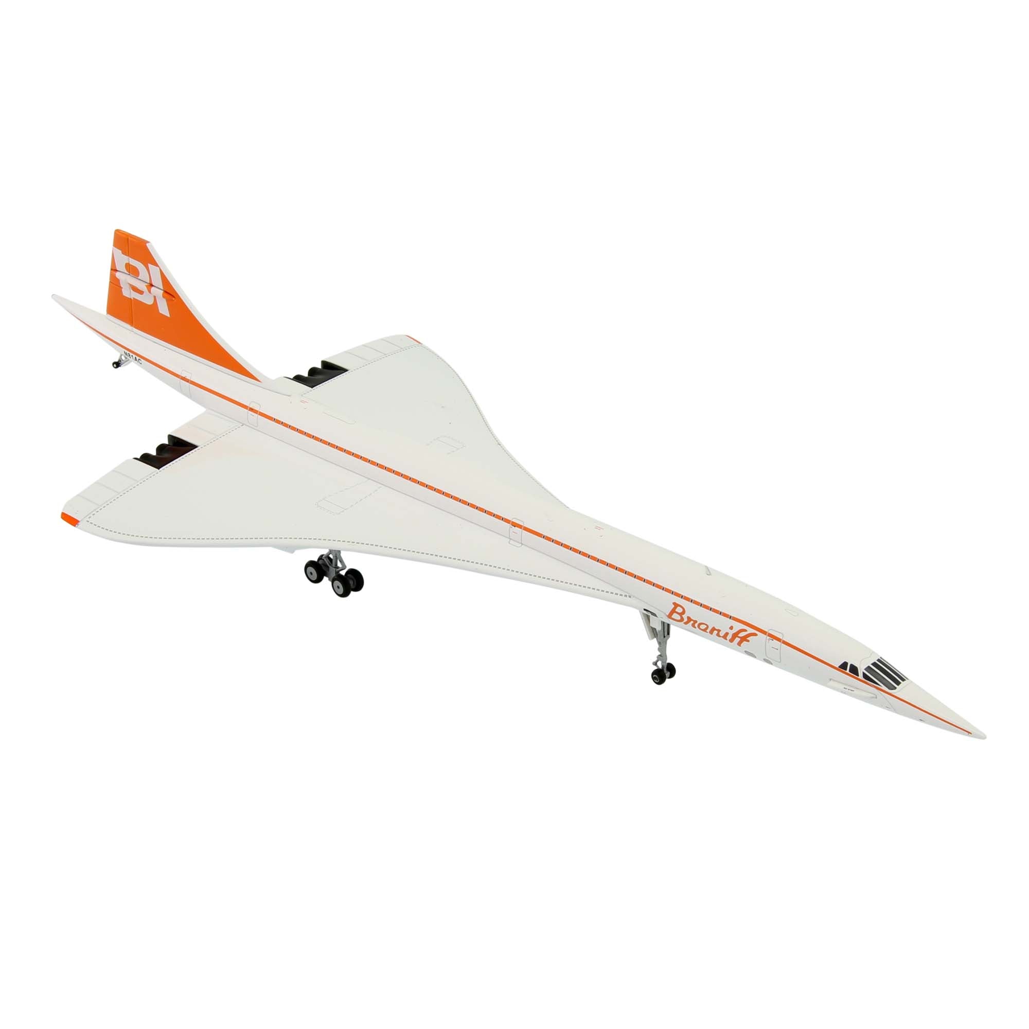 Concorde BRANIFF N81AC aircraft model with base - metal 1/200