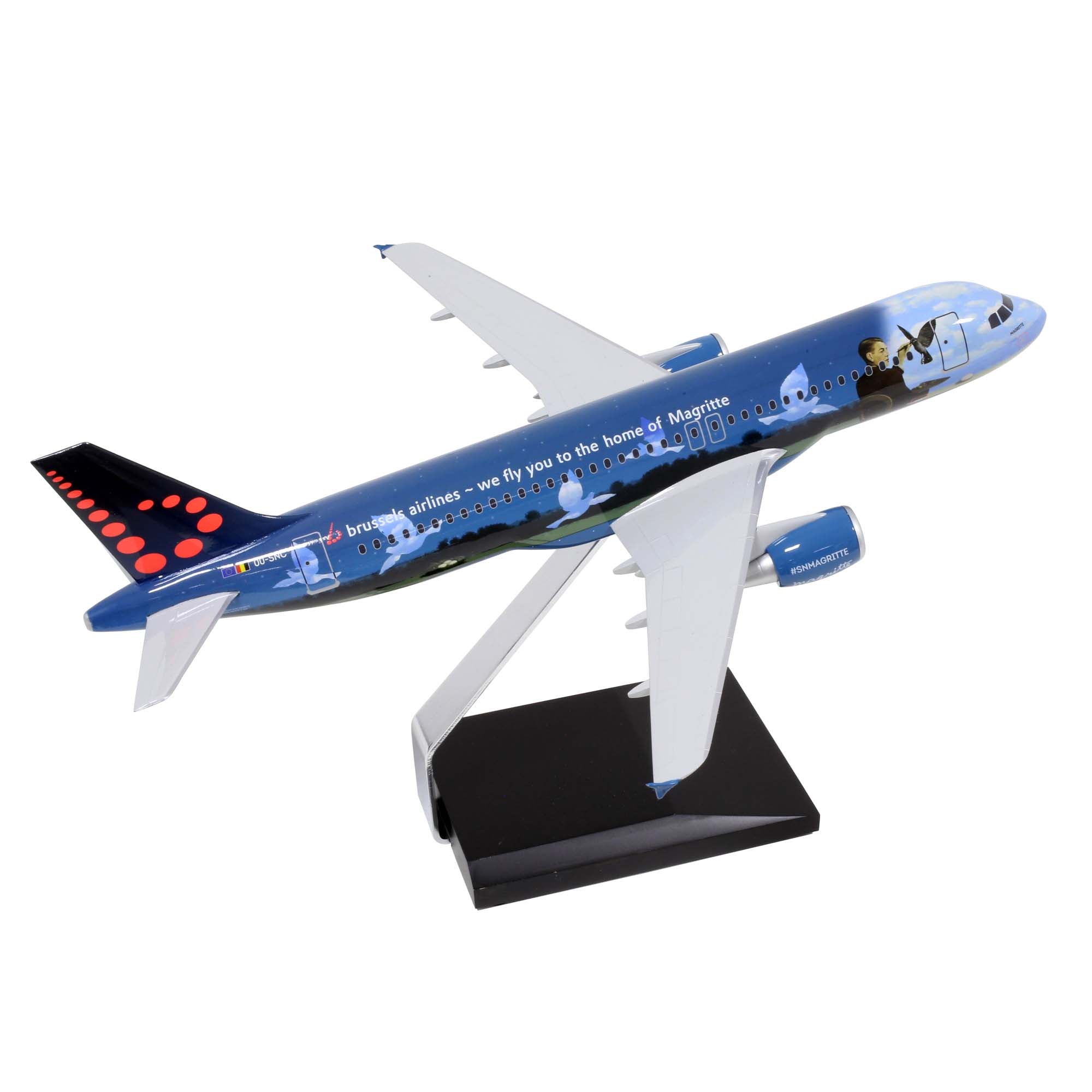 Maquette avion A320 Magritte Brussels Airlines OO-SNC monobloc - plastique 1/100e