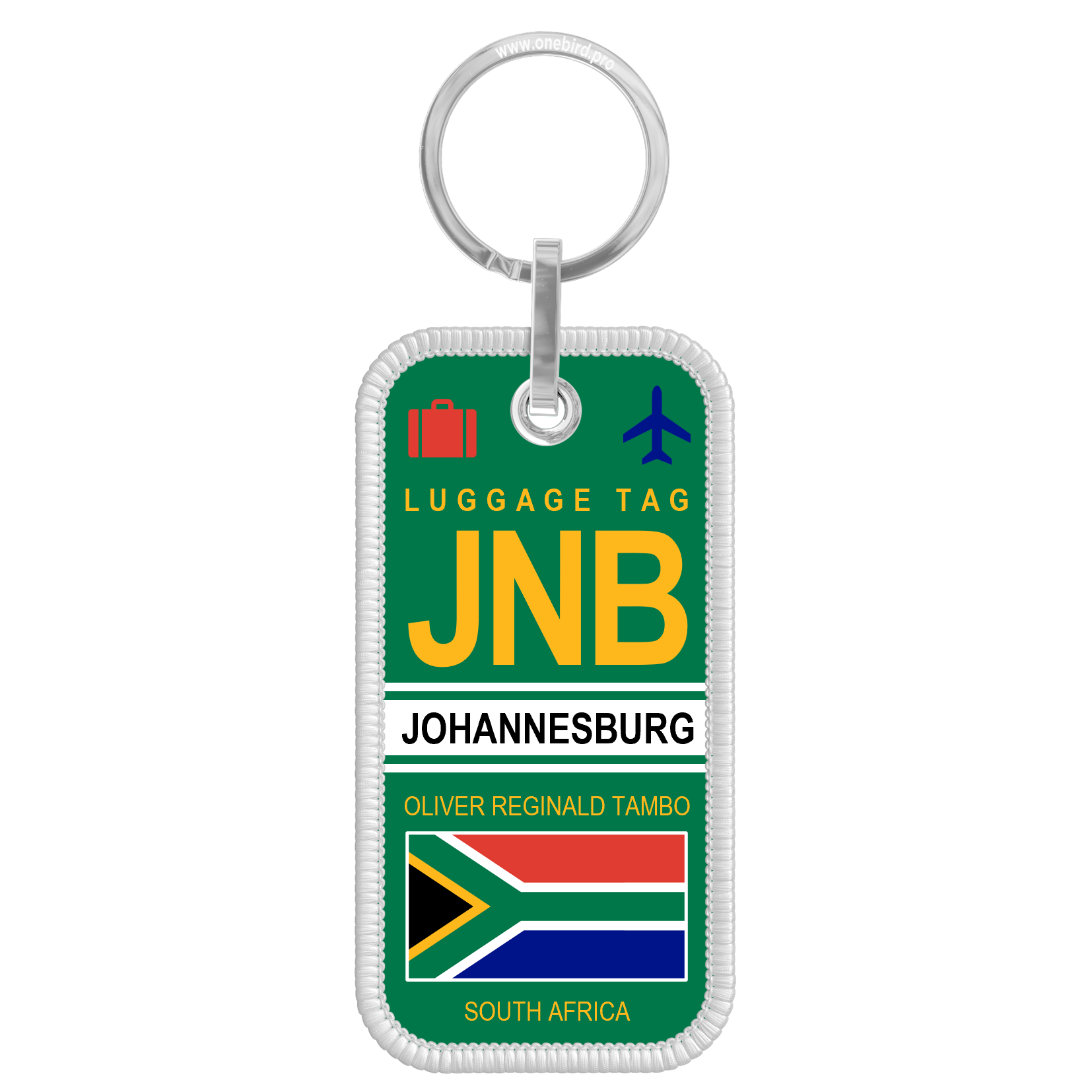 Flame key ring - Airport IATA code - JNB - Johannesburg
