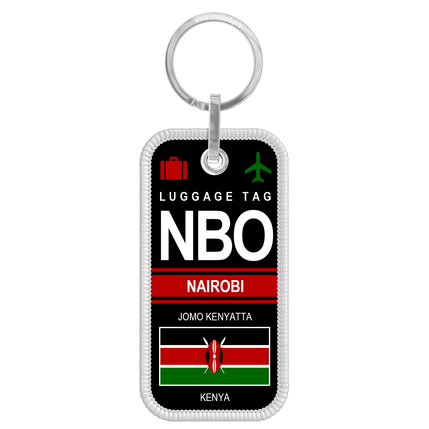 Flame key ring - Airport code IATA - NBO - Nairobi