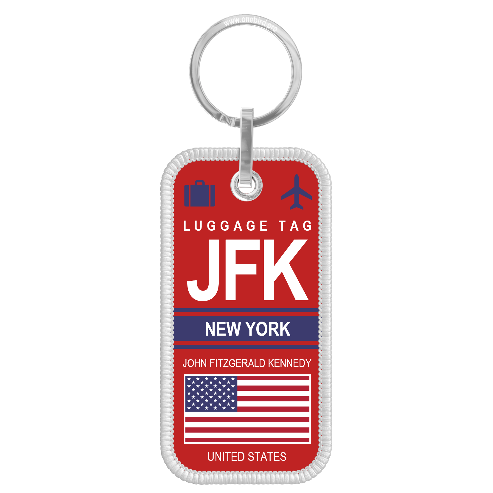 Flame key ring - Airport IATA code - JFK - New York