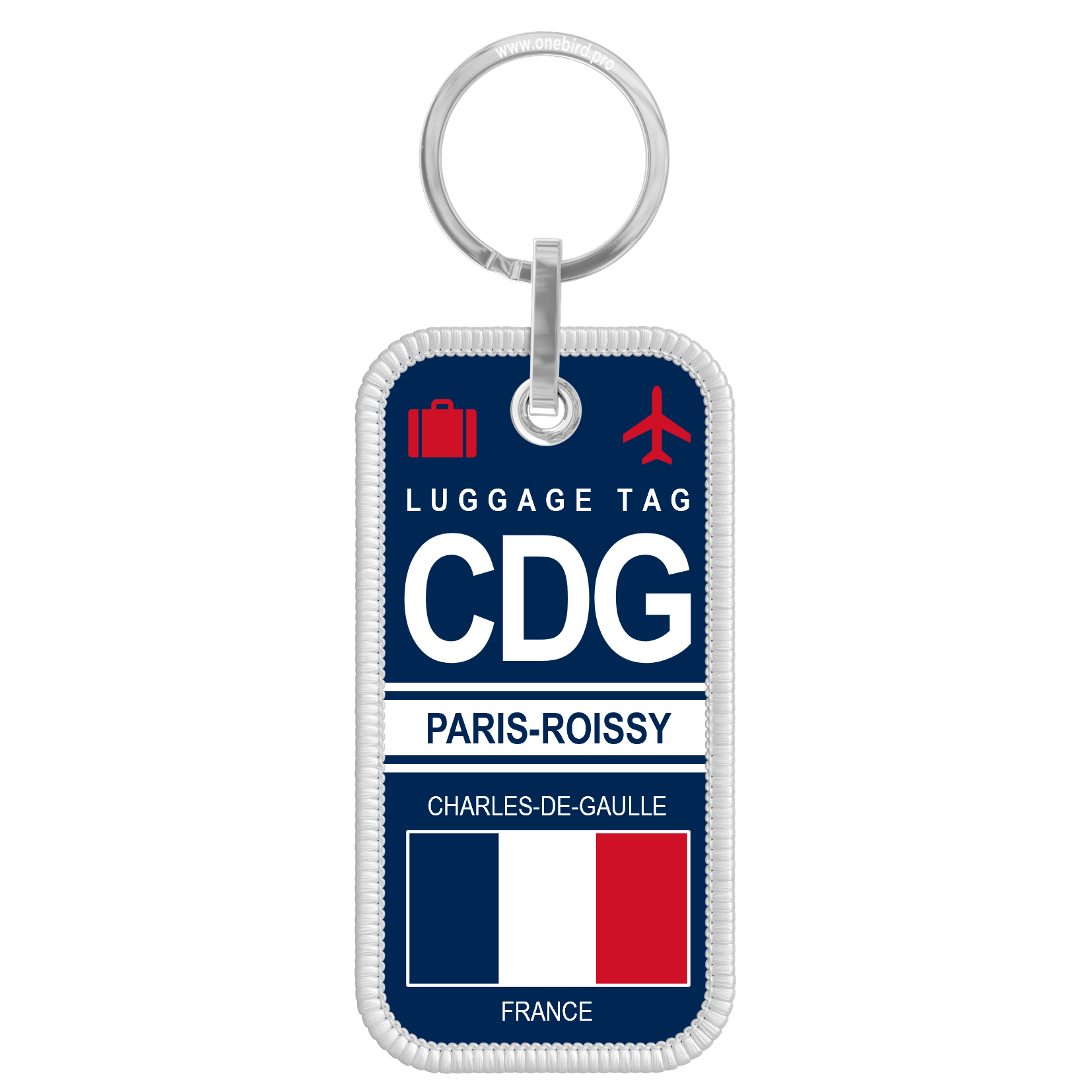 Porte-clés flamme - Airport code IATA - CDG - Paris Roissy