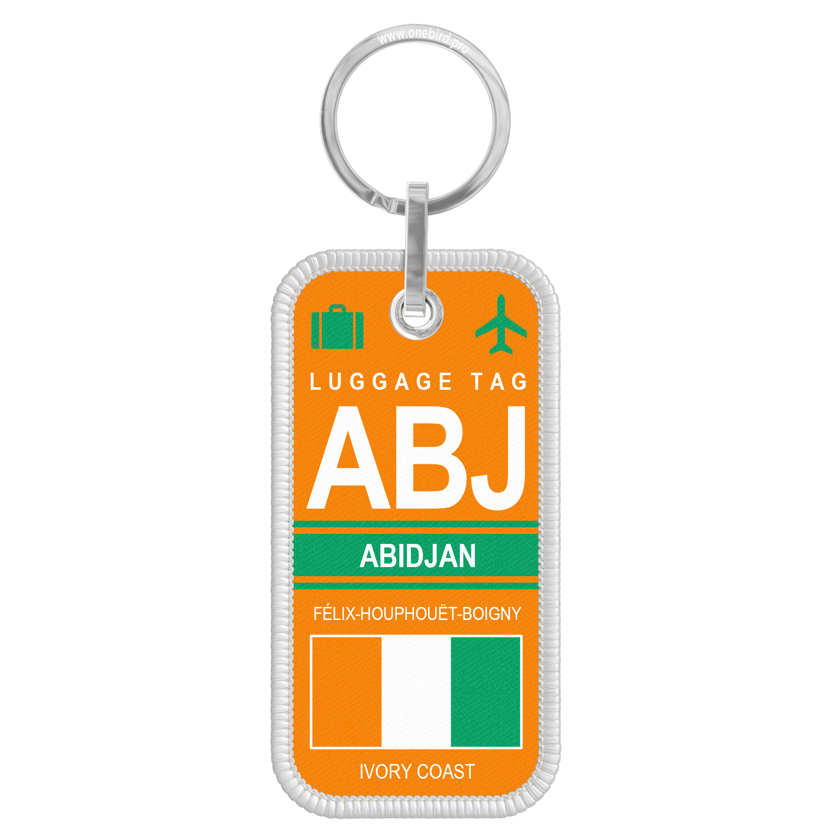 Porte-clés flamme - Airport code IATA - ABJ - Abidjan