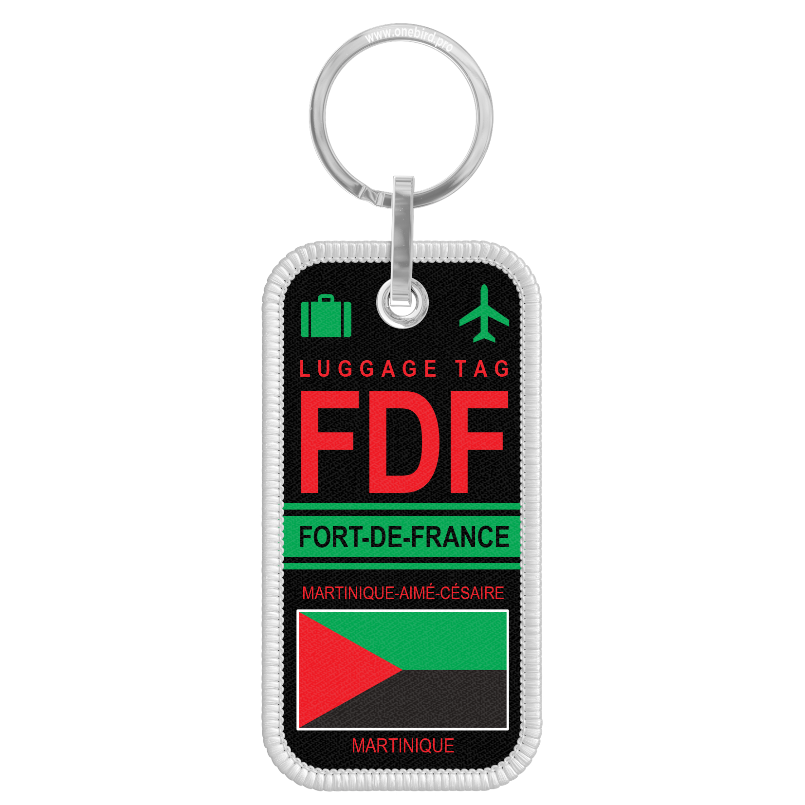 Flame keychain - Airport code IATA - FDF - Fort de France