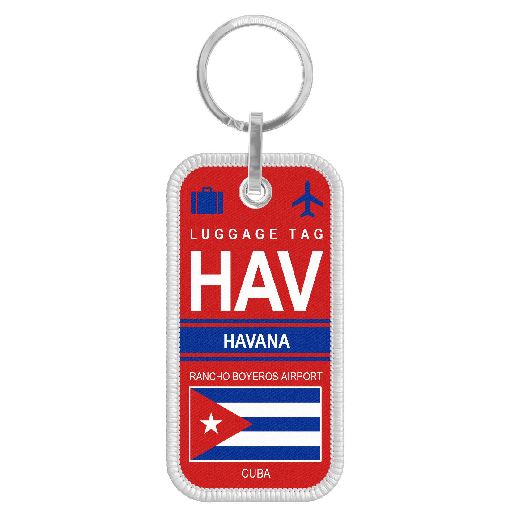 Flame keychain - Airport code IATA - HAV - Havana
