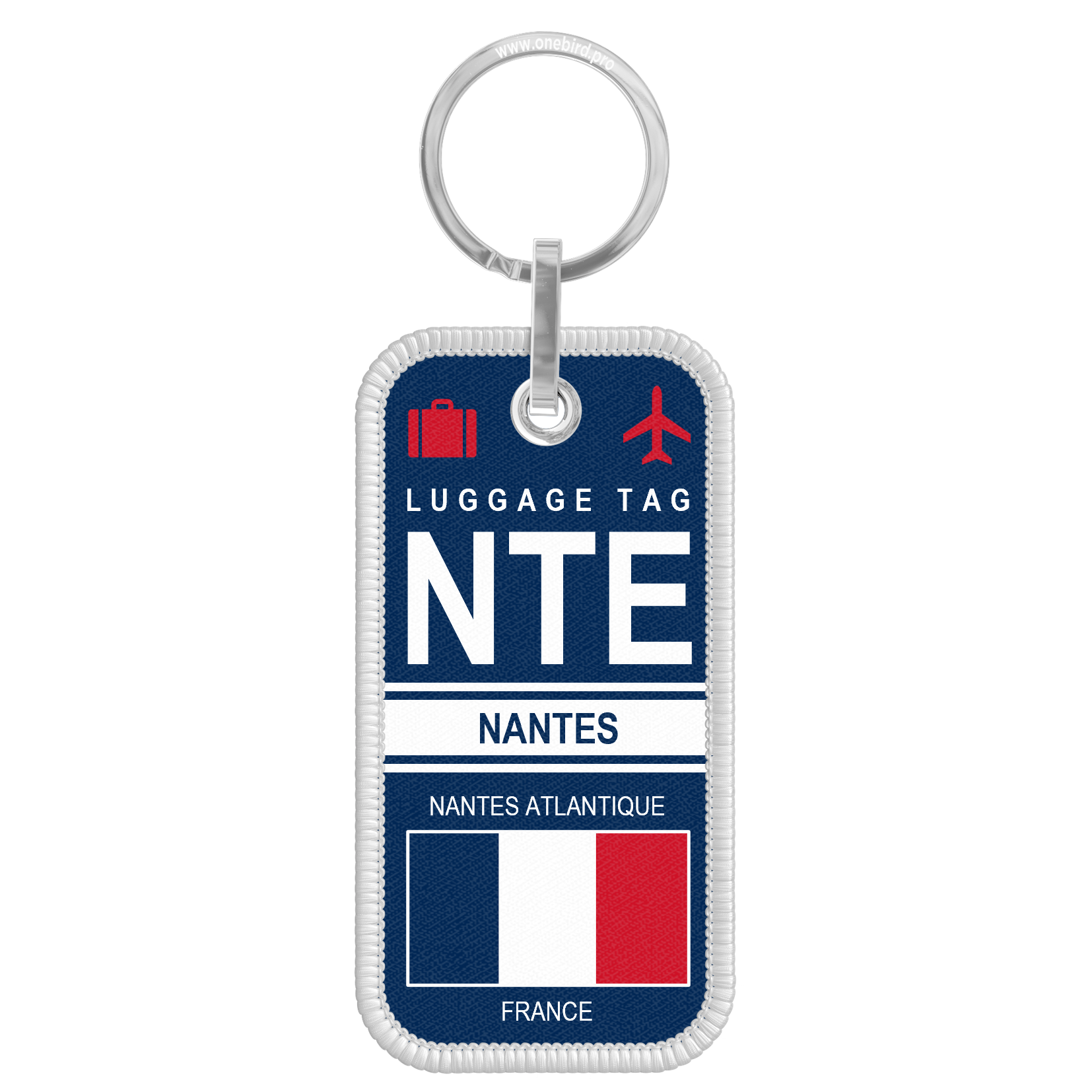 Flame key ring - Airport code IATA - NTE - Nantes
