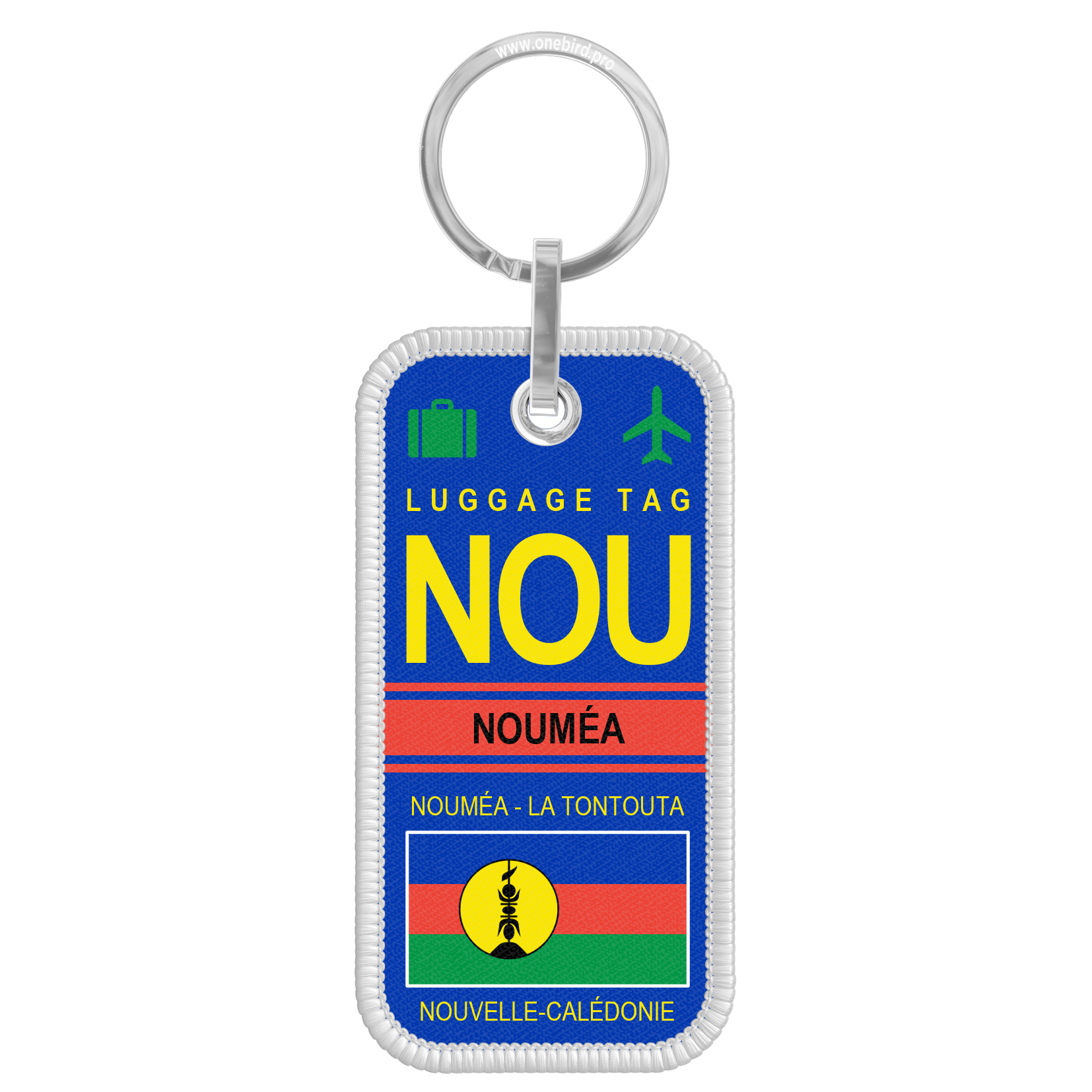 Flame keyring - Airport code IATA - NOU - Noumea