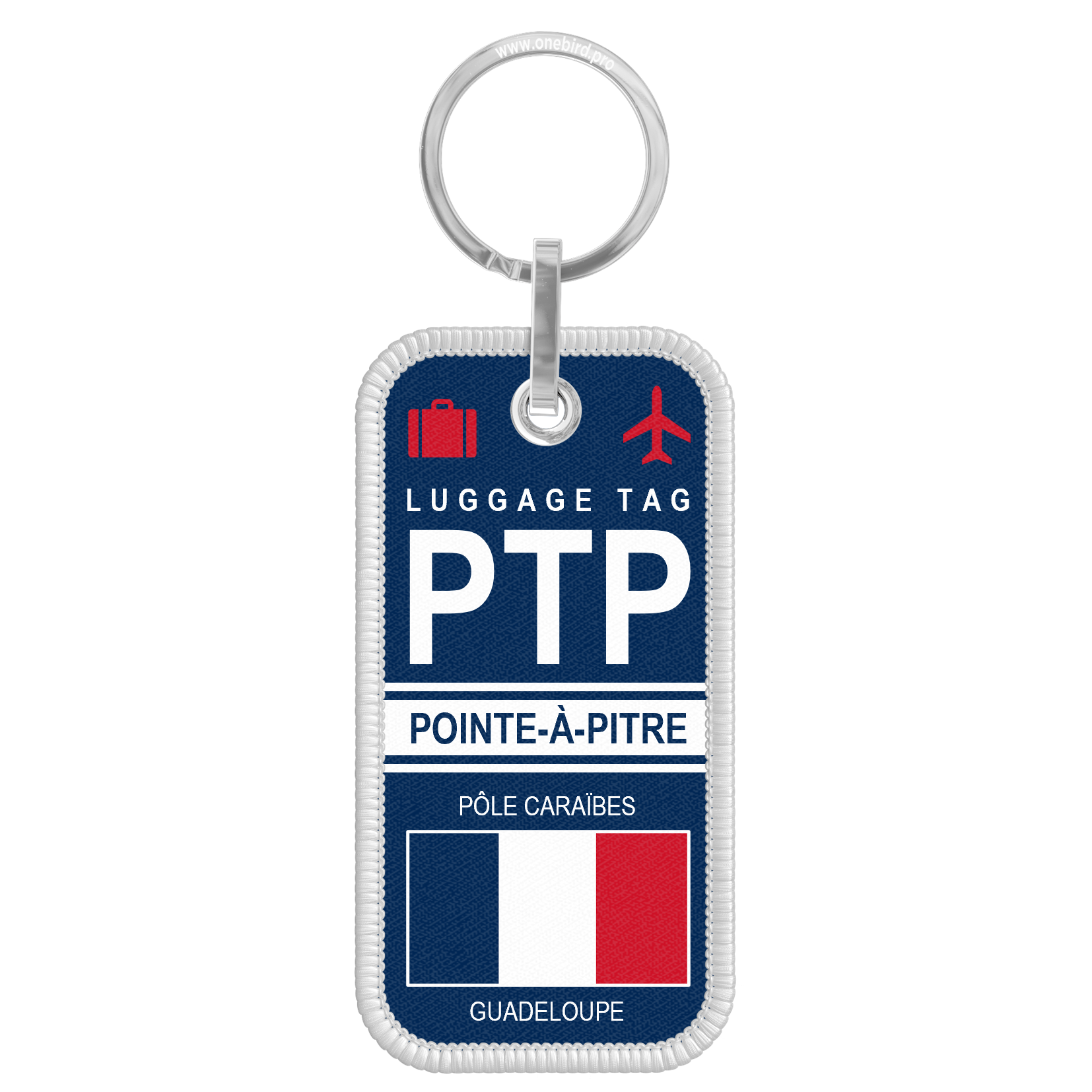 Flame key ring - Airport code IATA - PTP - POINTE-A-PITRE