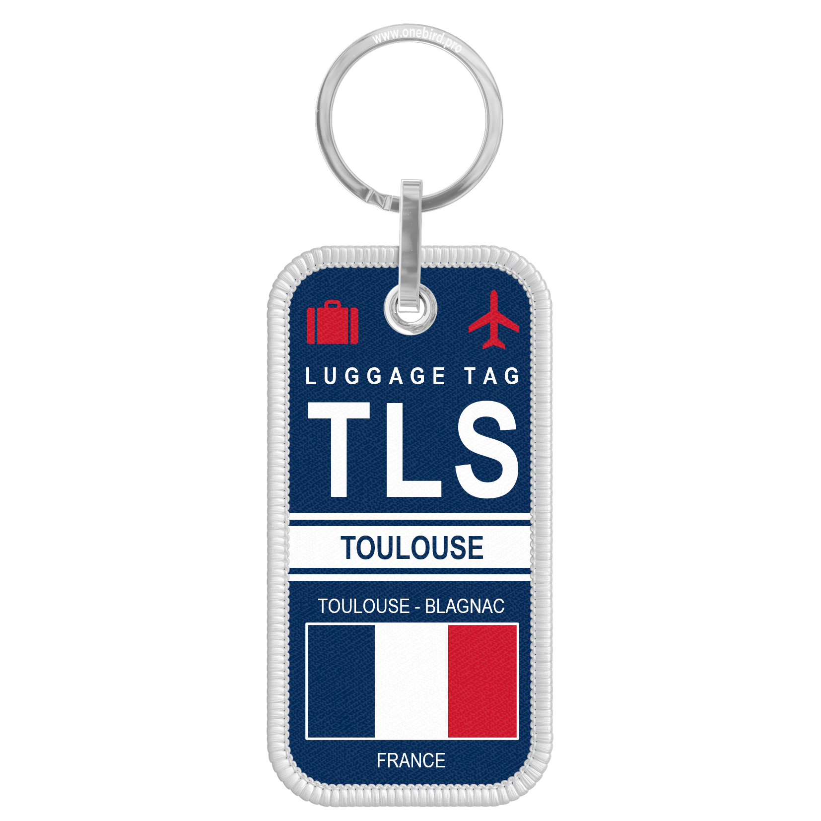 Flame key ring - Airport code IATA - TLS - Toulouse