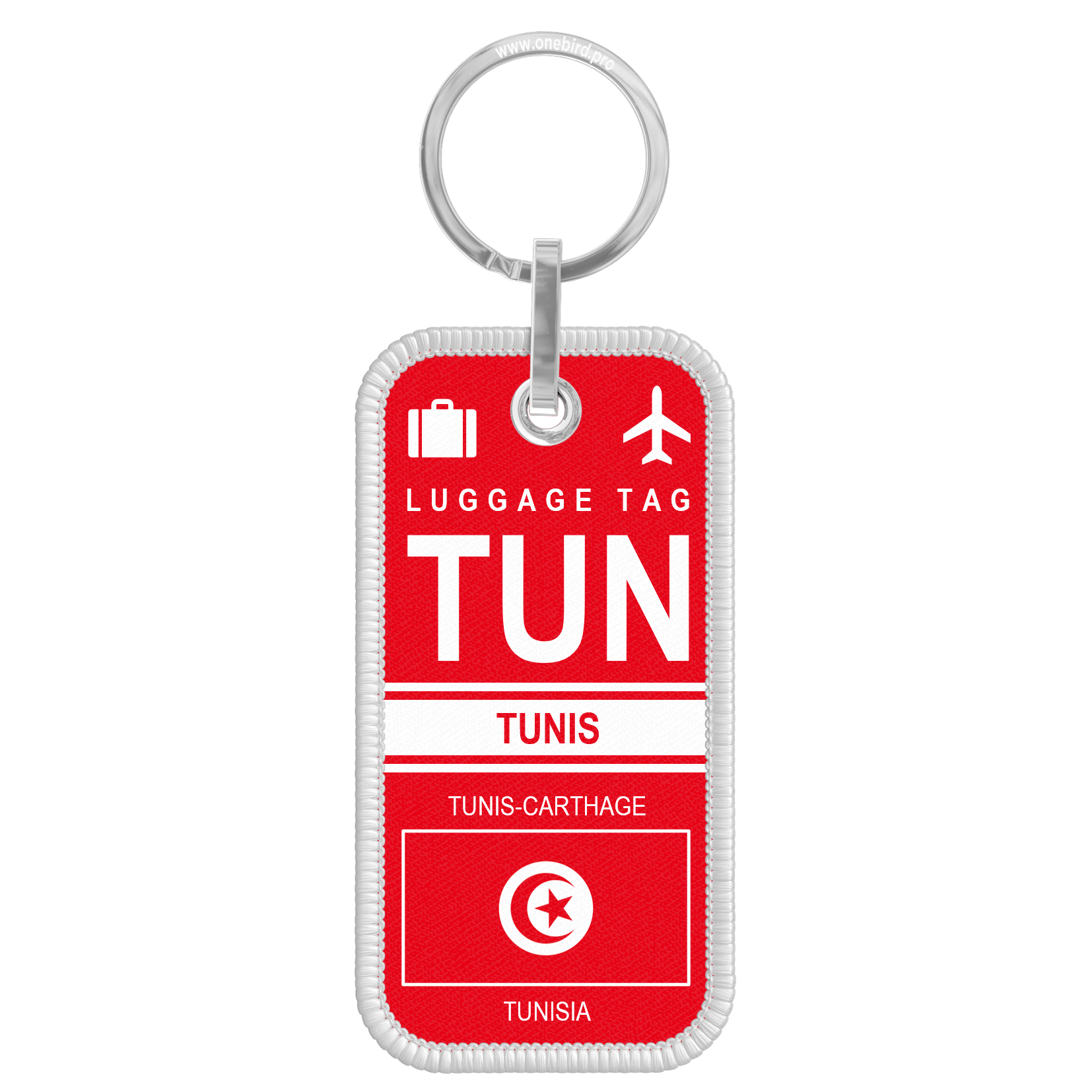 Flame keychain - Airport code IATA - TUN - Tunis