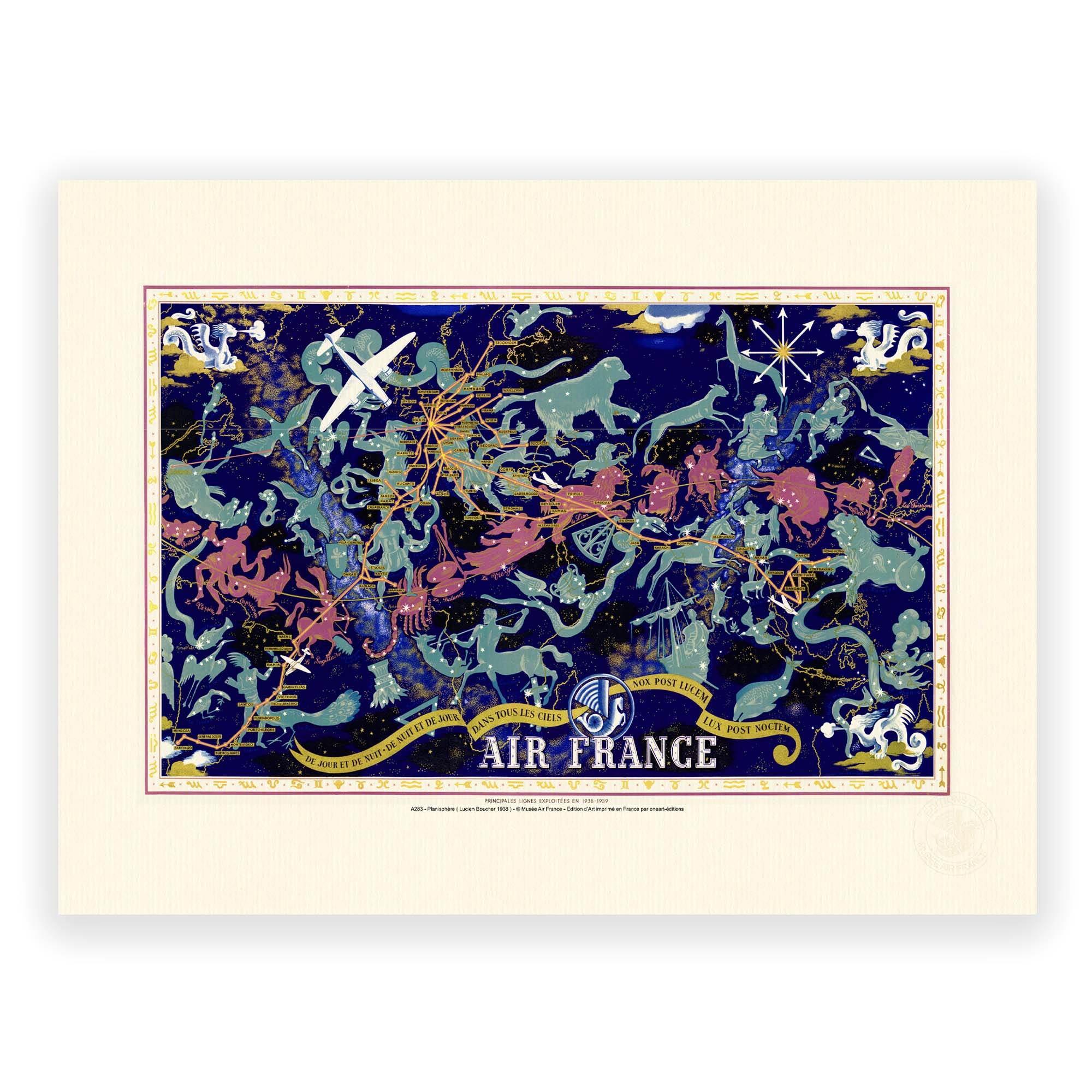 Affiche Air France - Carte céleste