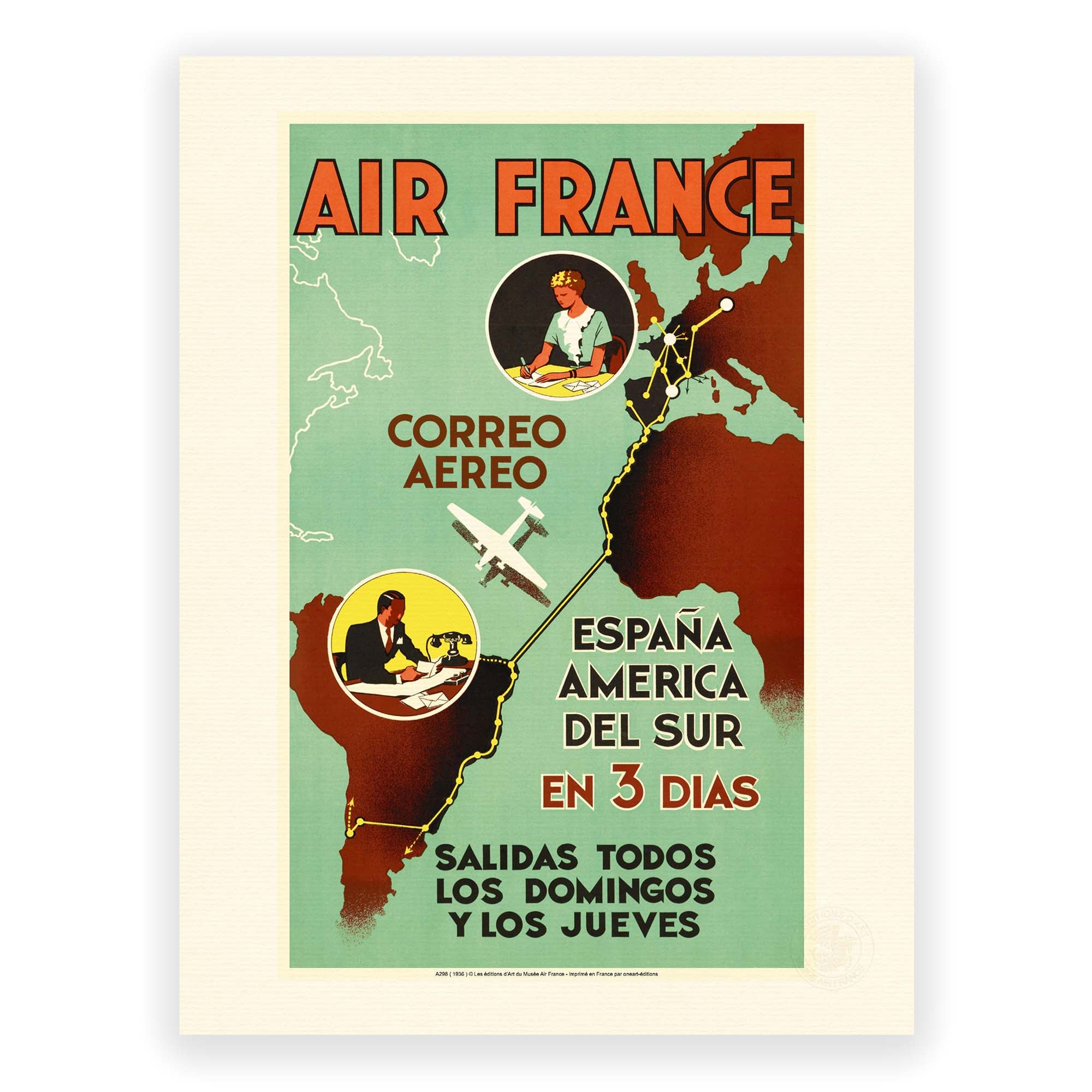 Affiche Air France - Air France / Espana America en 3 dias