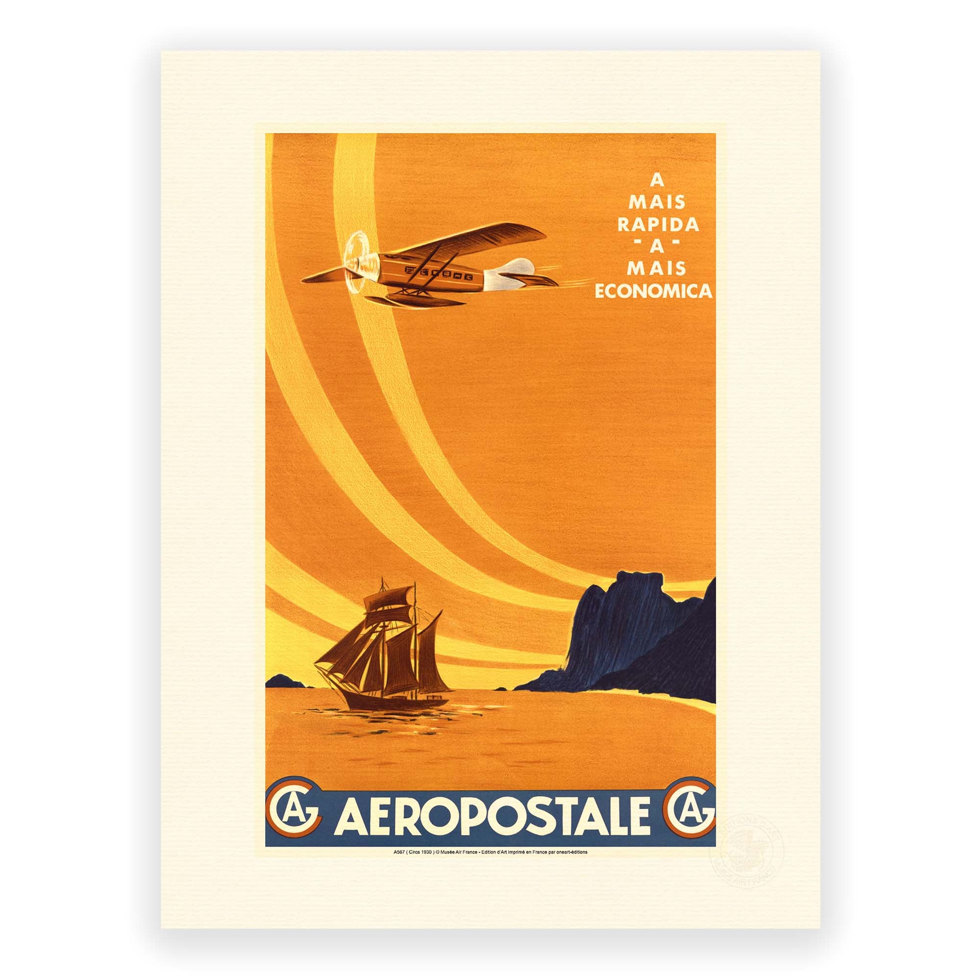 Affiche Air France - A Mais rapida A Mais economica