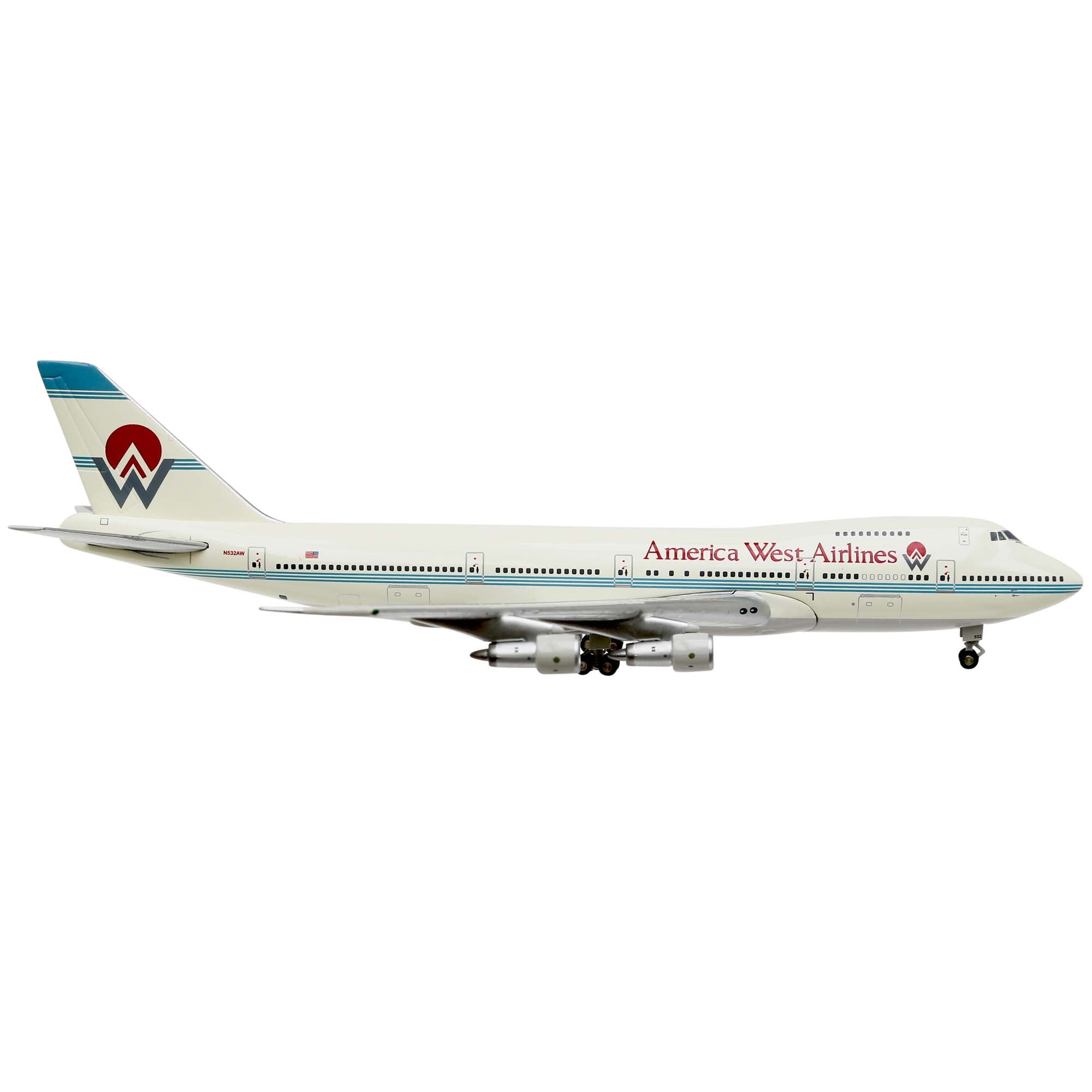 Maquette avion B747-200 America West - métal 1/400e