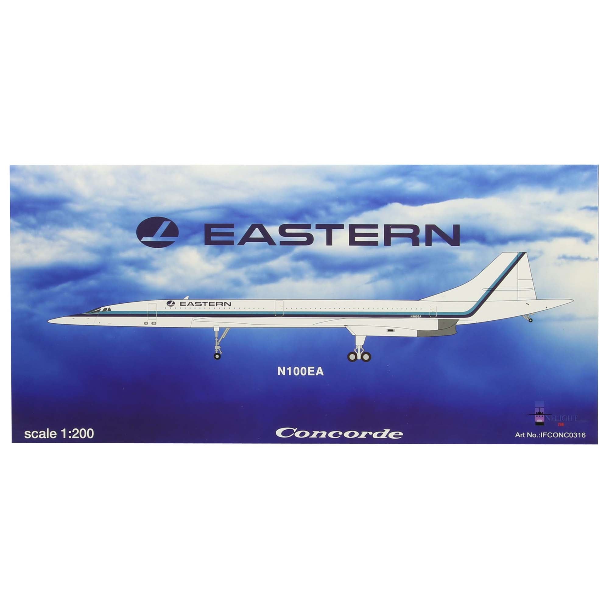 Maquette avion Concorde Eastern N100EA avec socle - métal 1/200e