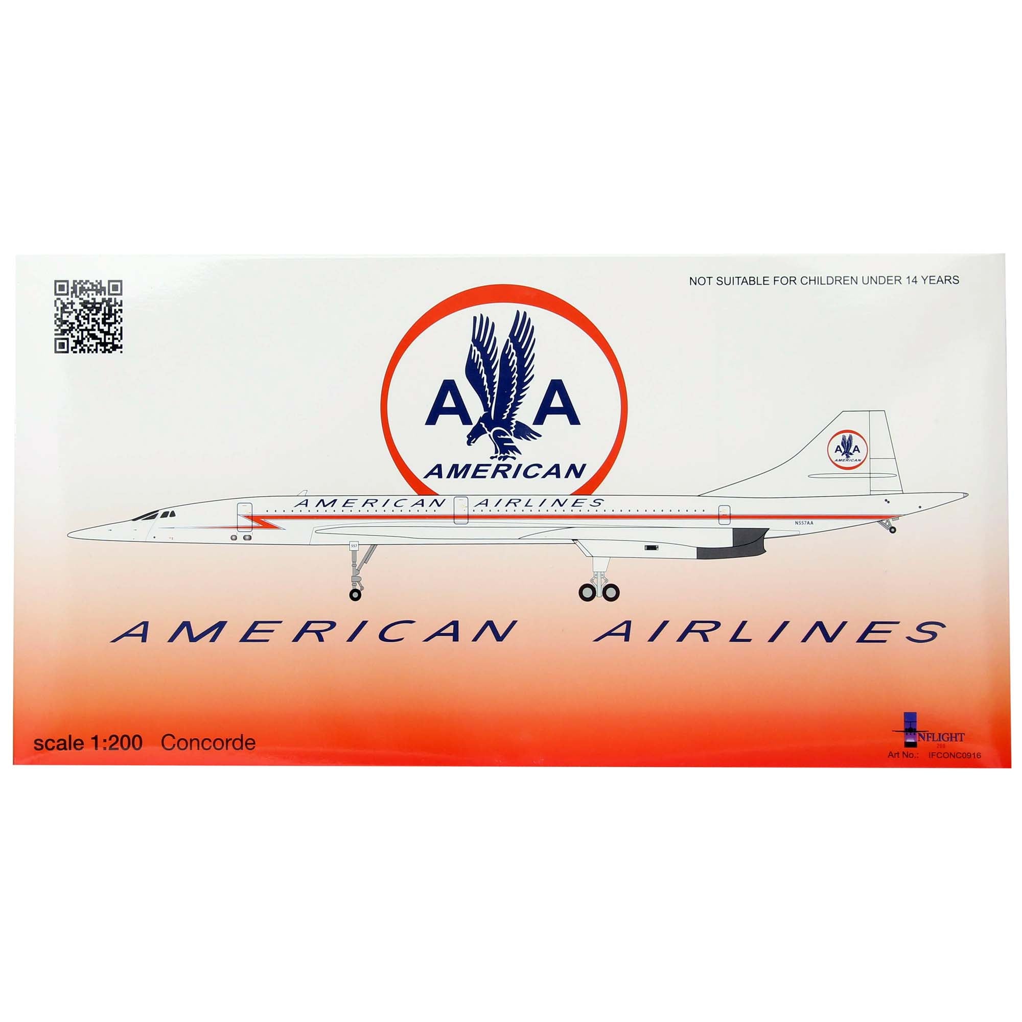 Maquette avion Concorde American Airlines N557AA avec socle - métal 1/200e