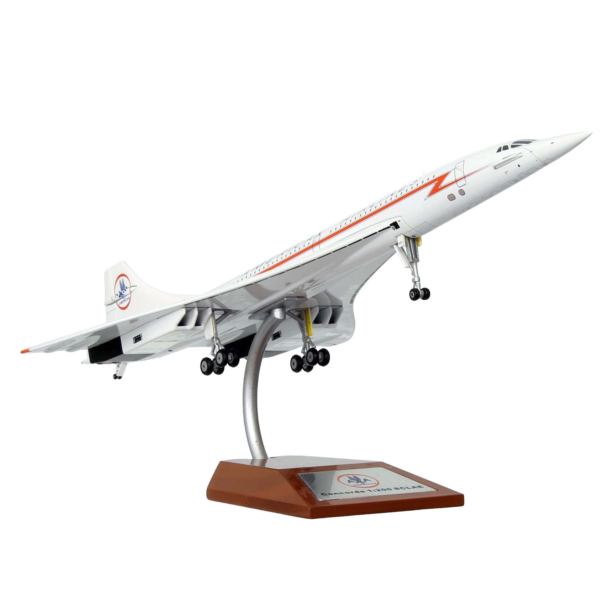 Maquette avion Concorde American Airlines N557AA avec socle - métal 1/200e