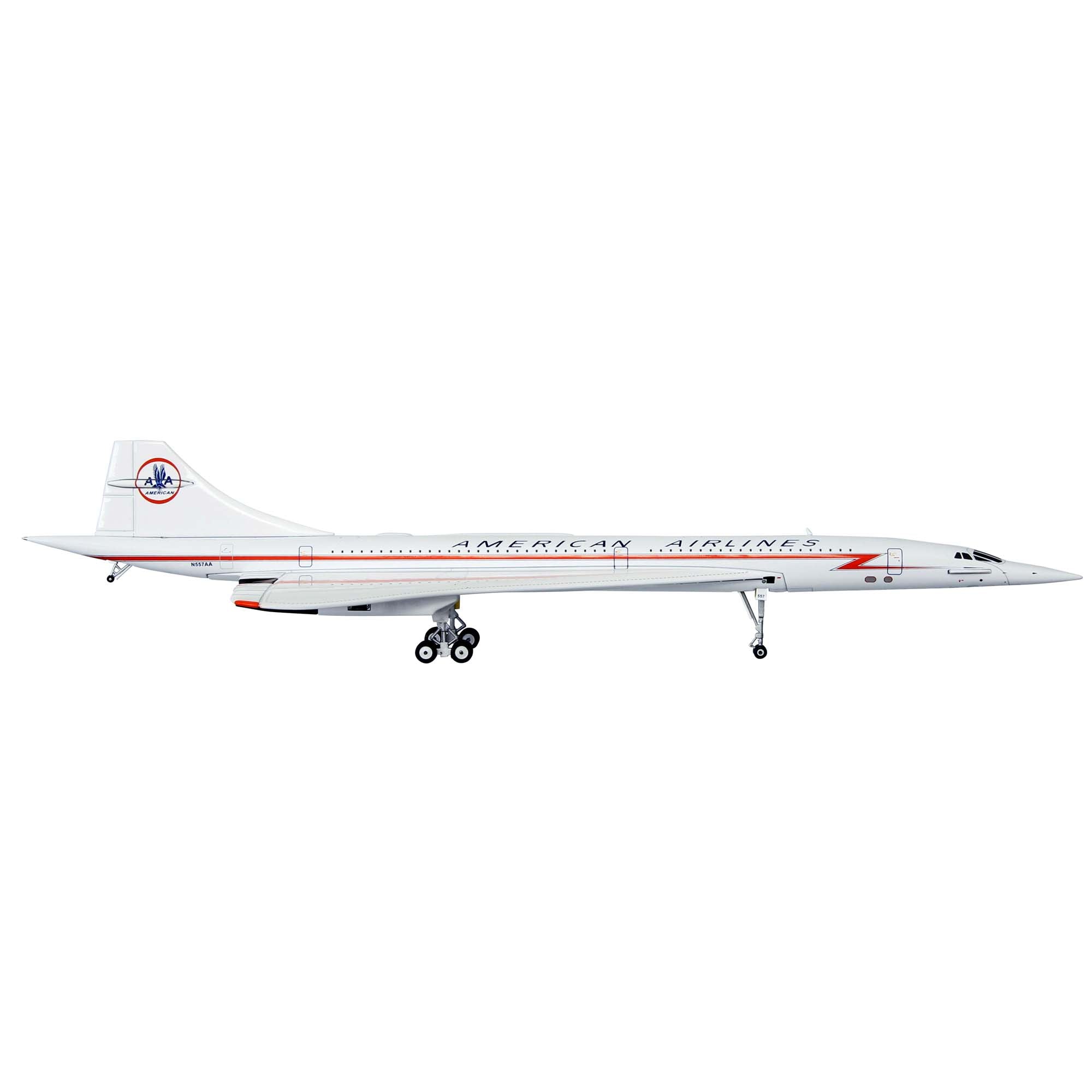 Maquette avion Concorde American Airlines N557AA avec socle - métal 1/200e