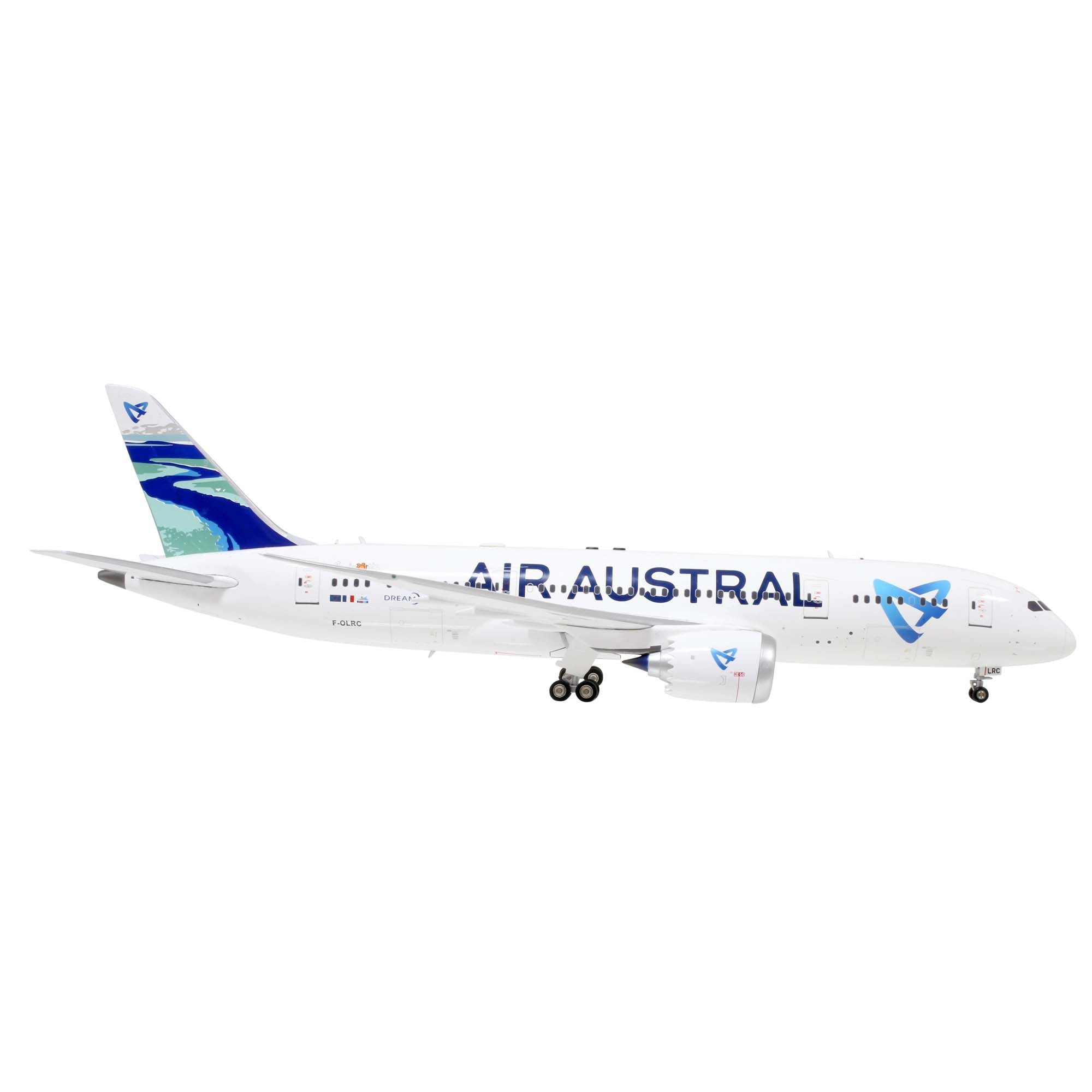 Maquette avion B787-8 Dreamliner Air Austral F-OLRC avec socle - métal 1/200e