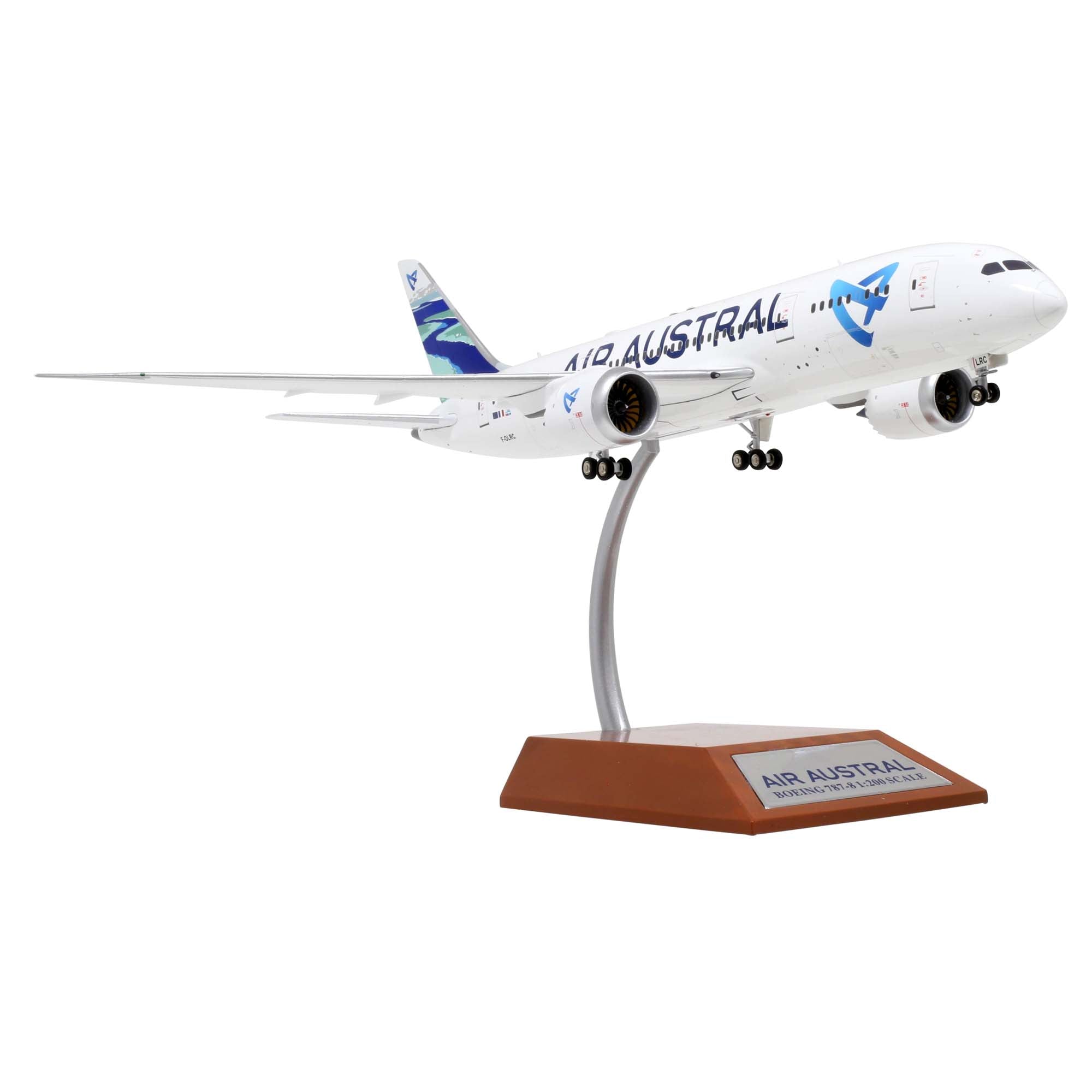 Maquette avion B787-8 Dreamliner Air Austral F-OLRC avec socle - métal 1/200e