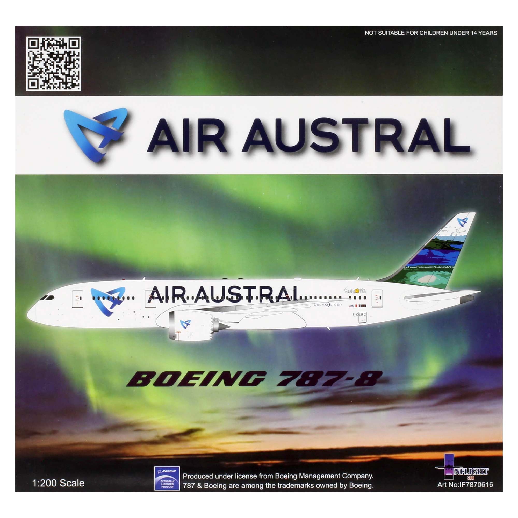 Maquette avion B787-8 Dreamliner Air Austral F-OLRC avec socle - métal 1/200e