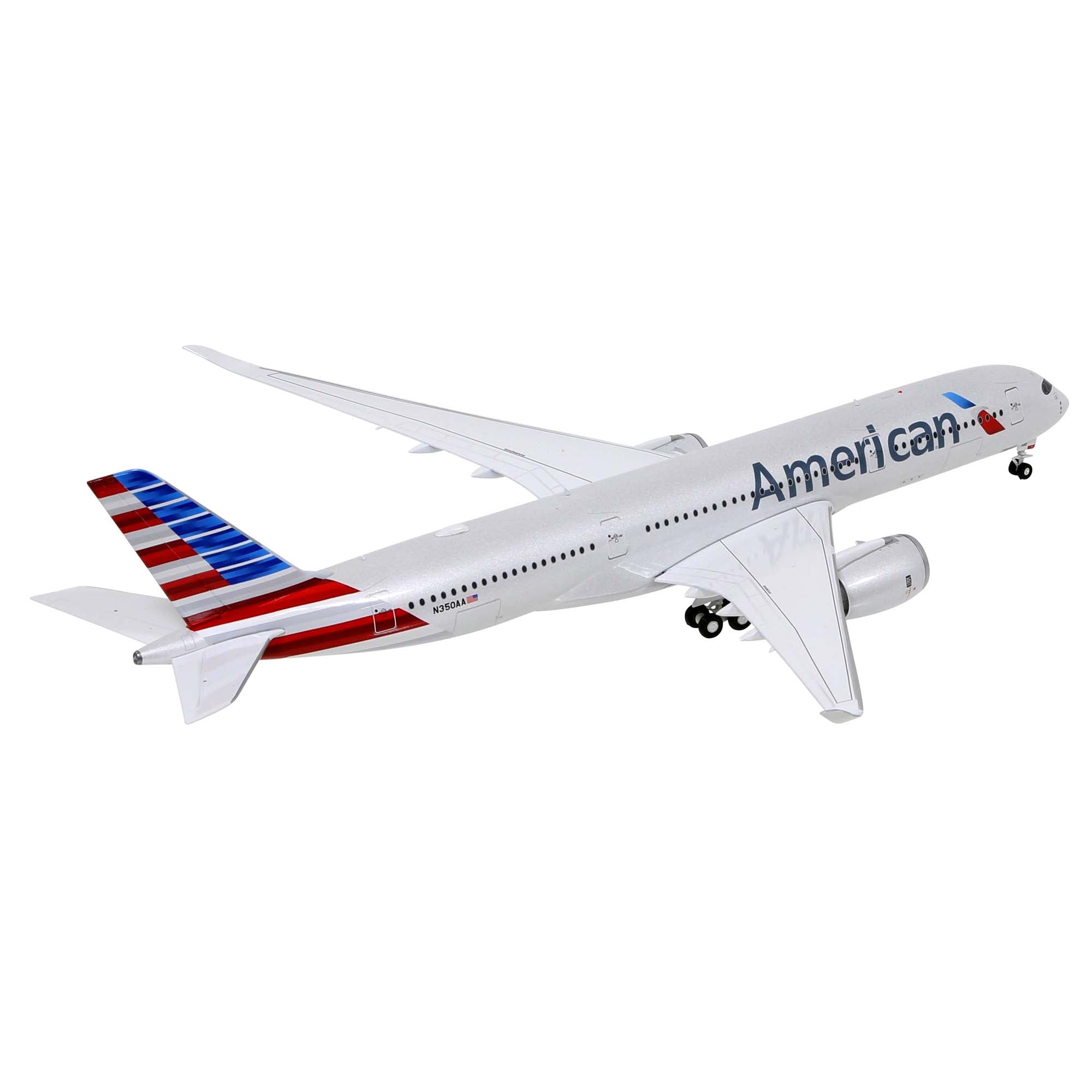 Maquette avion A350-900 American Airlines Flaps Up avec socle - métal 1/200e