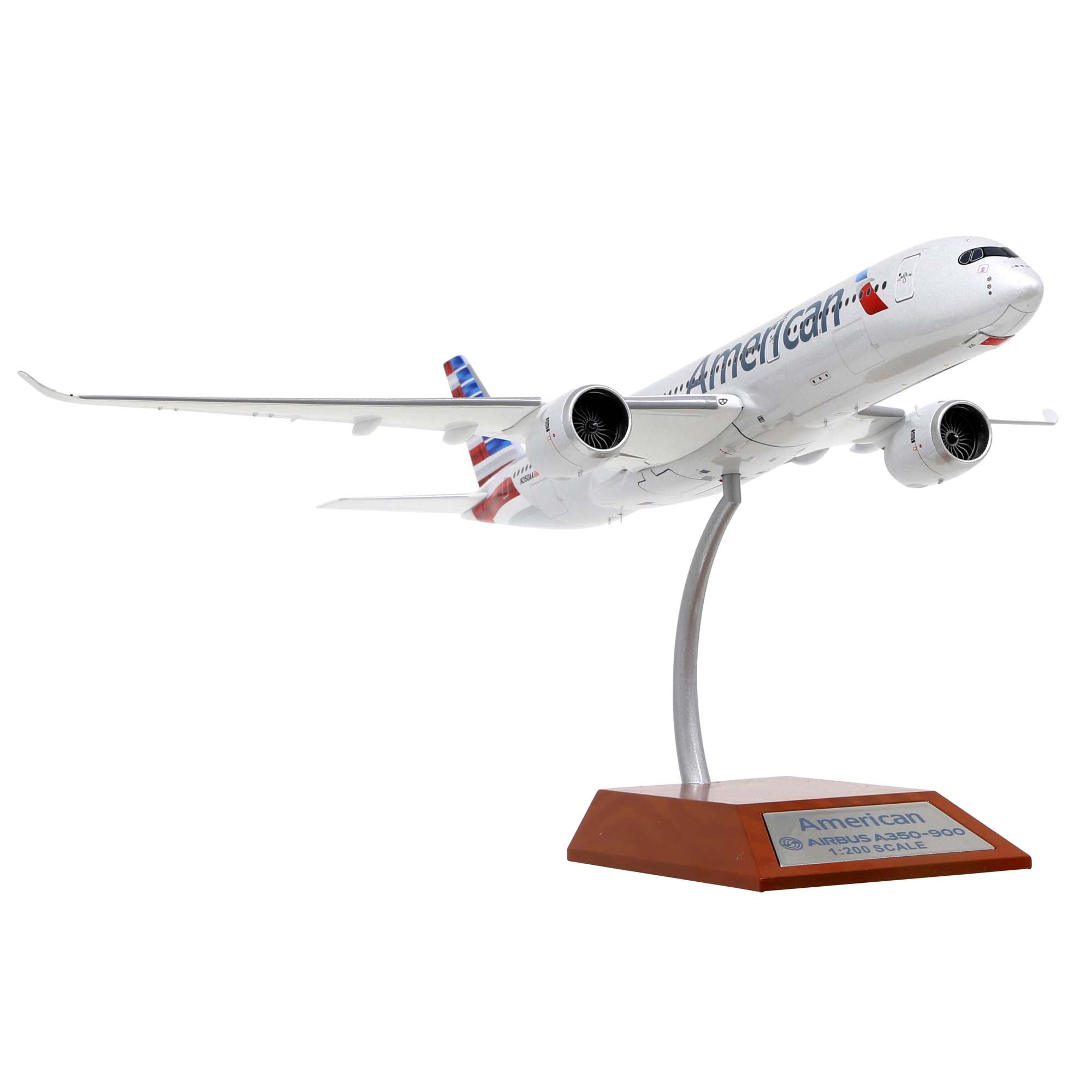Maquette avion A350-900 American Airlines Flaps Up avec socle - métal 1/200e