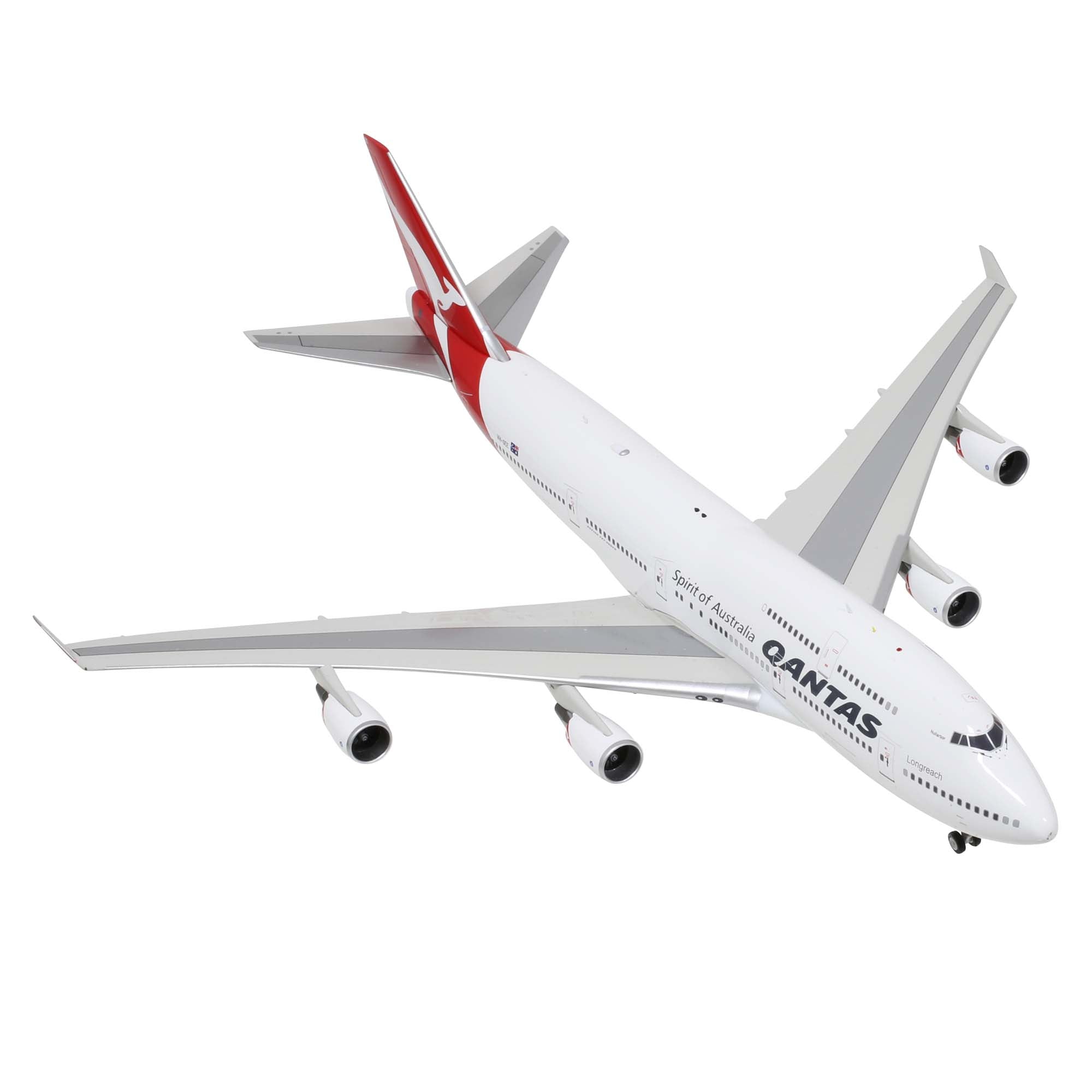 Maquette avion B747-400 Qantas VH-OEE avec socle - métal 1/200e
