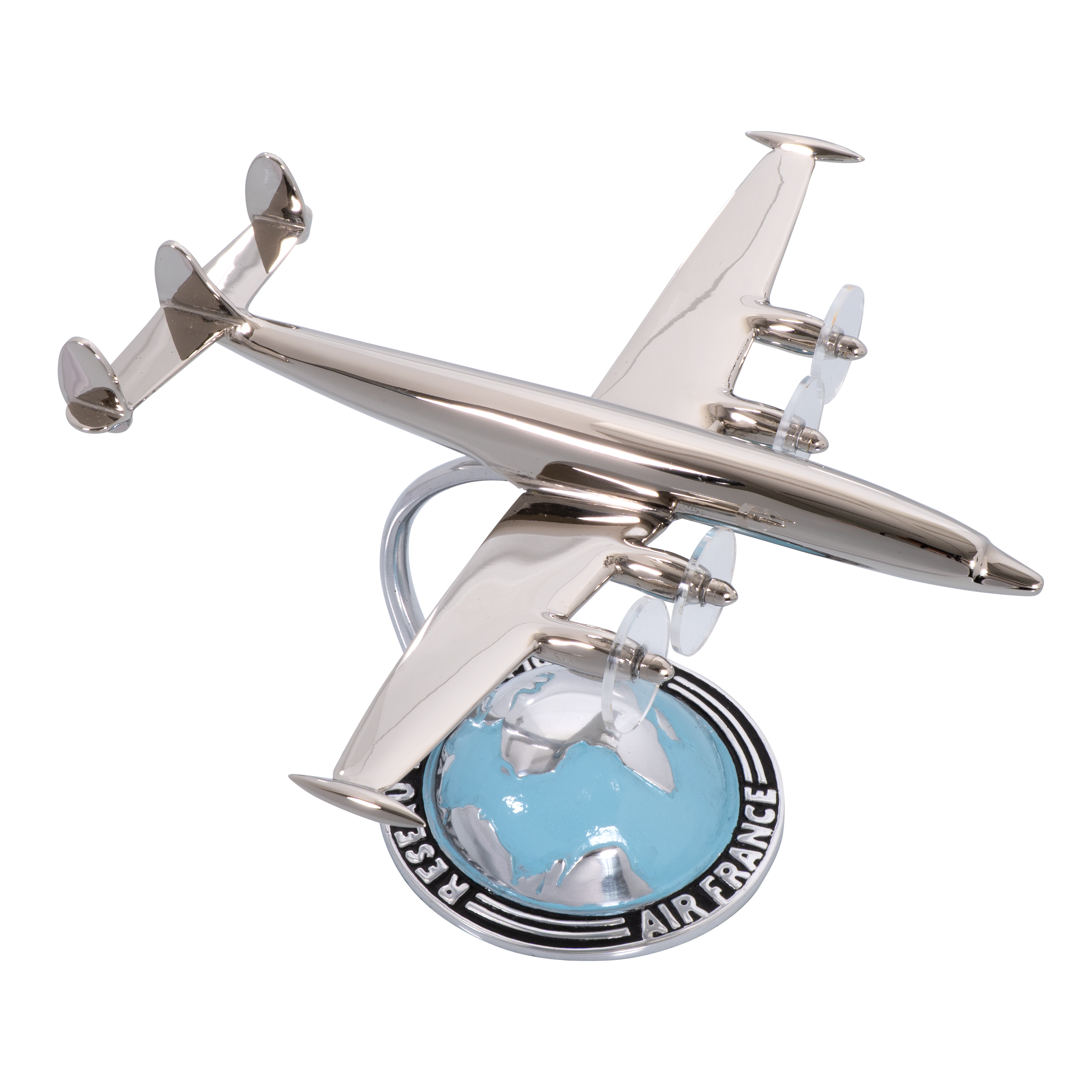 Maquette Super Constellation en laiton nickelé sur globe AF