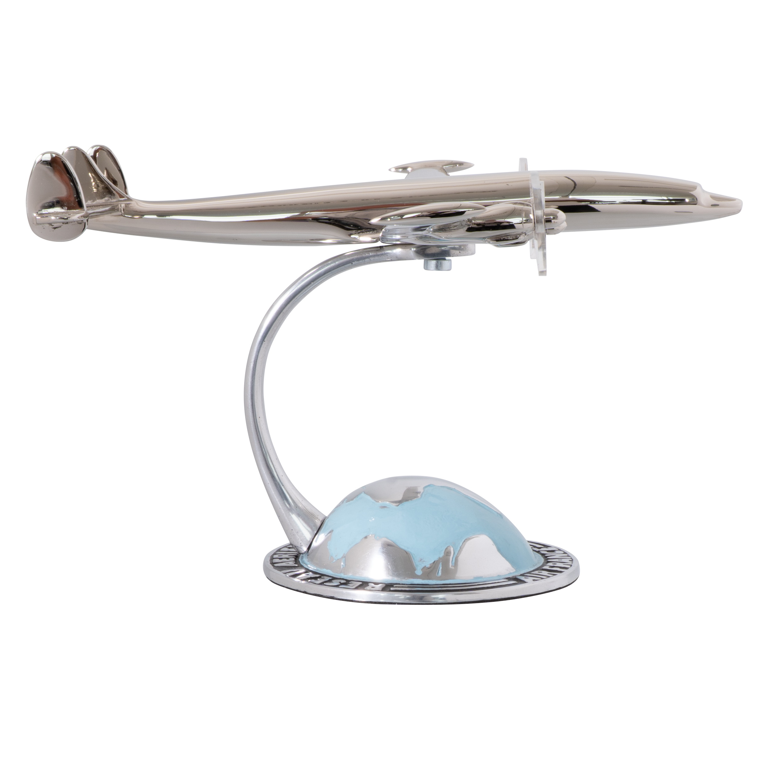 Maquette Super Constellation en laiton nickelé sur globe AF