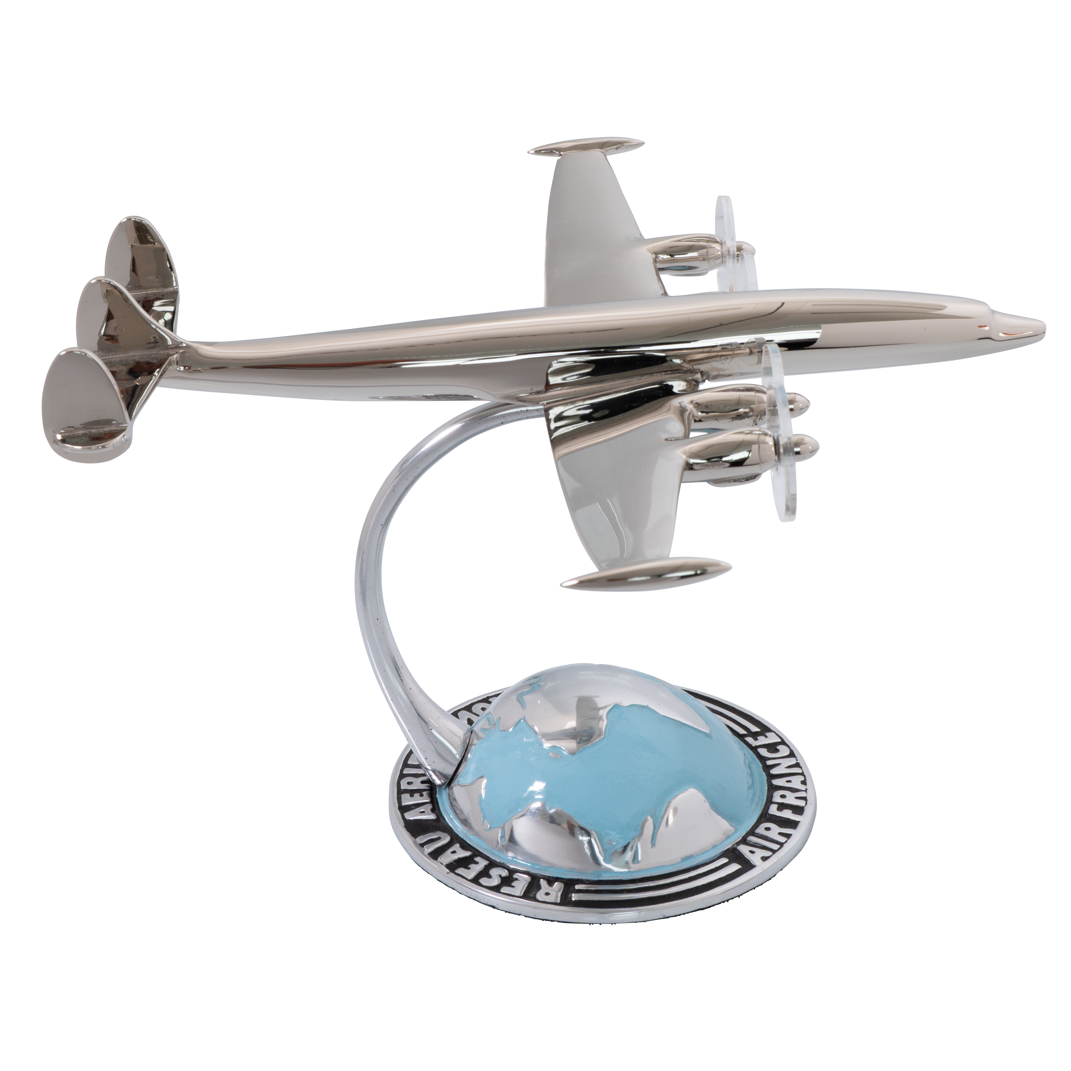 Maquette Super Constellation en laiton nickelé sur globe AF