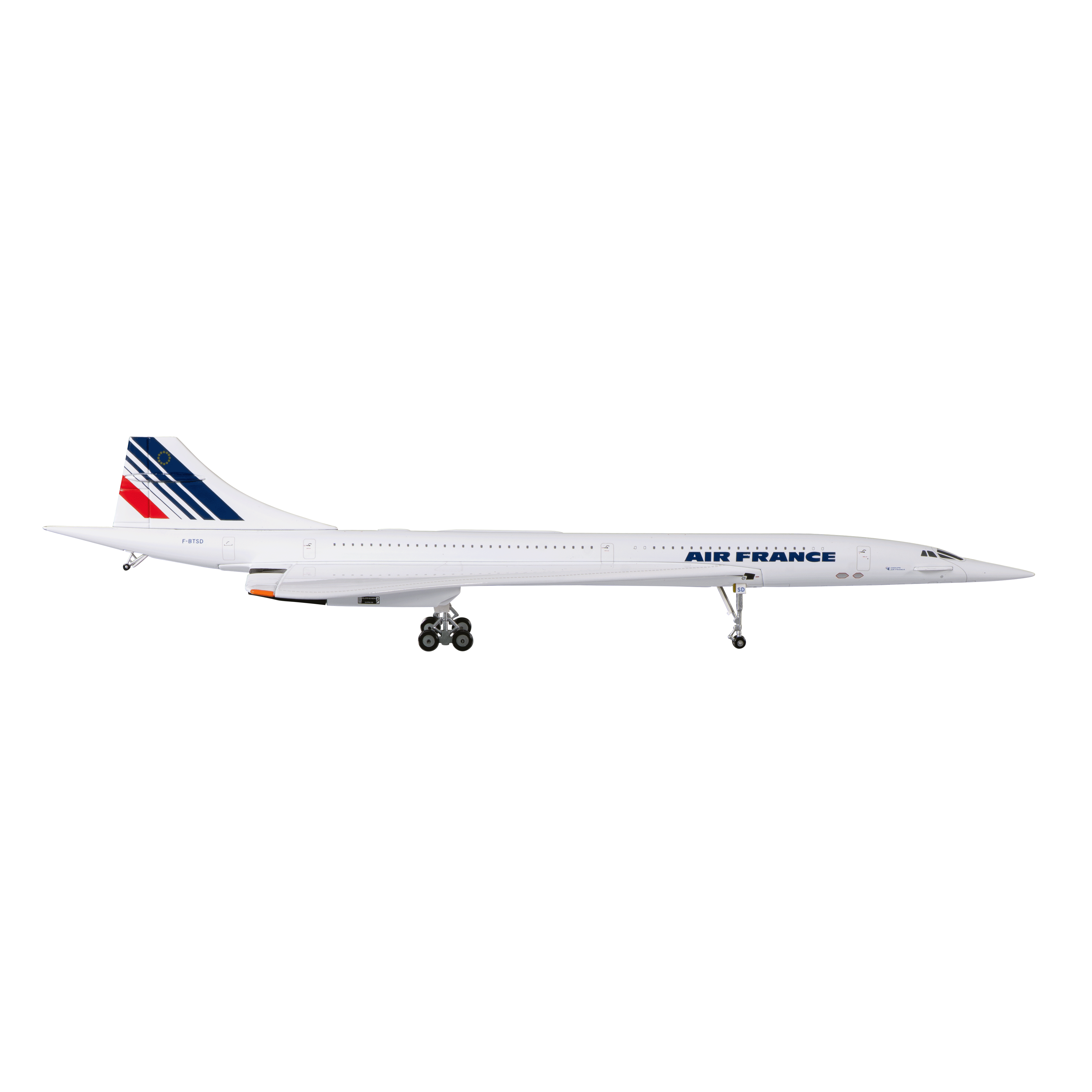 Maquette Sud Aviation Concorde F-BTSD Le Bourget, métal 1/200