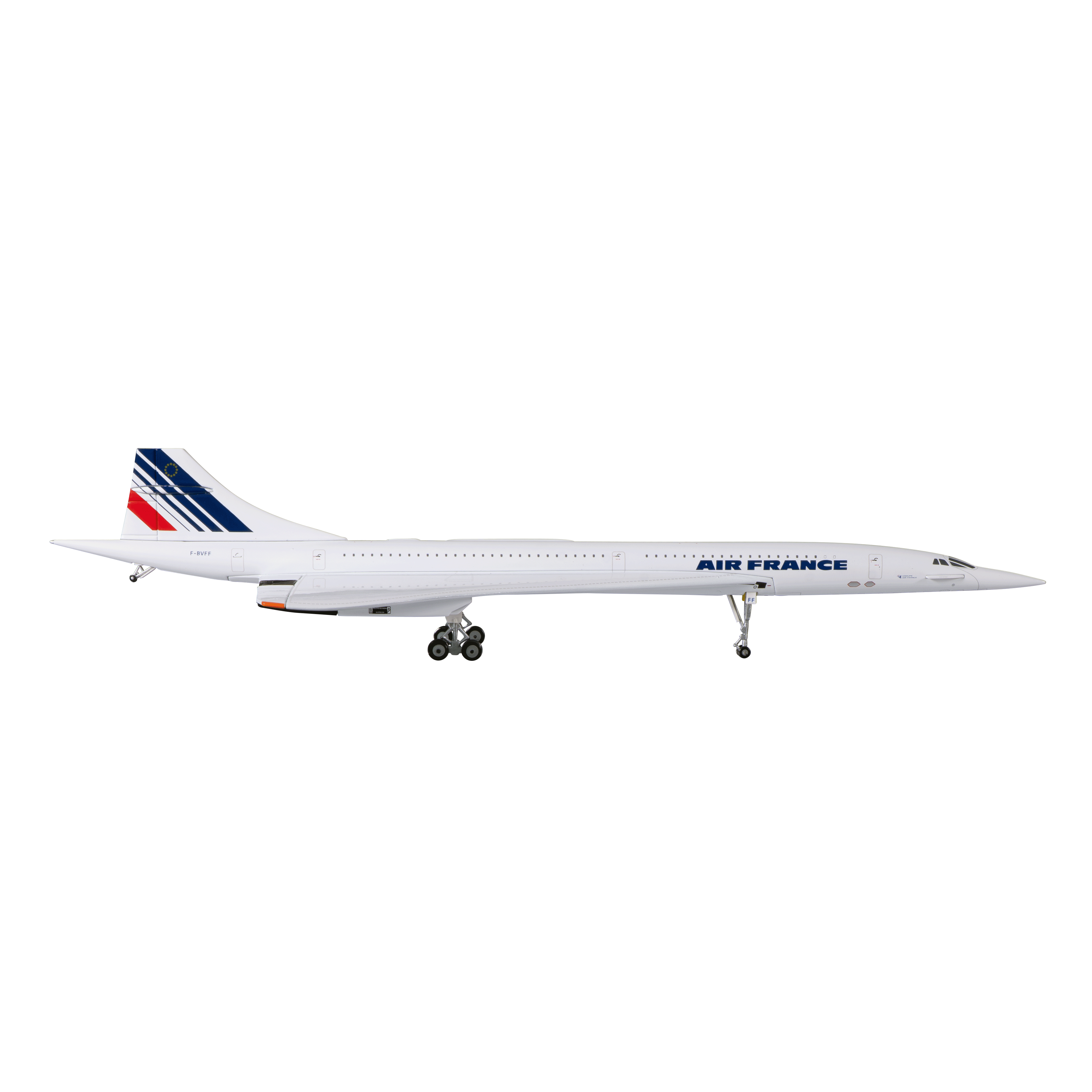 Maquette Sud Aviation Concorde F-BVFF Roissy CDG, métal 1/200