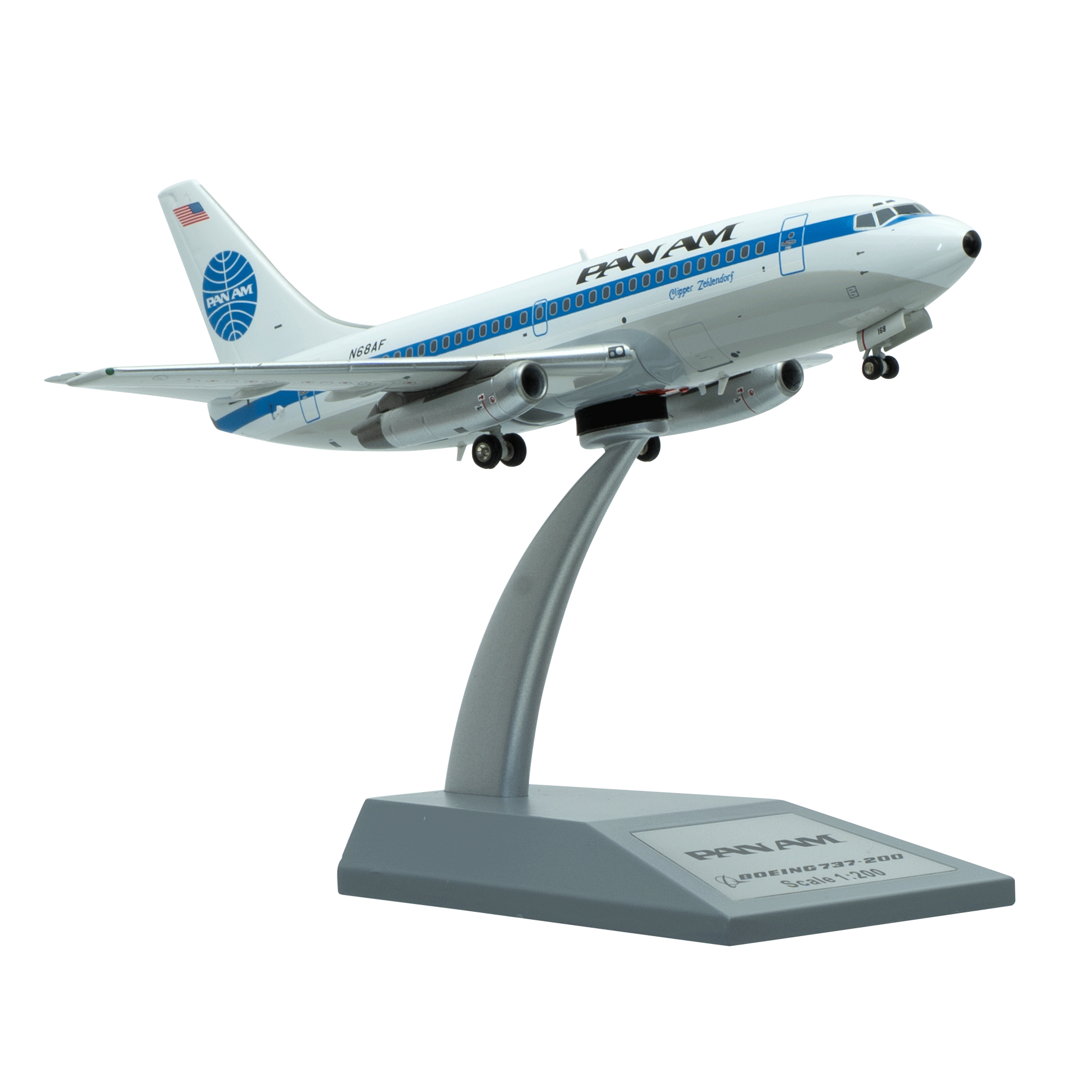 Maquette PAN AM Boeing 737-200 N68AF, métal 1/200ème