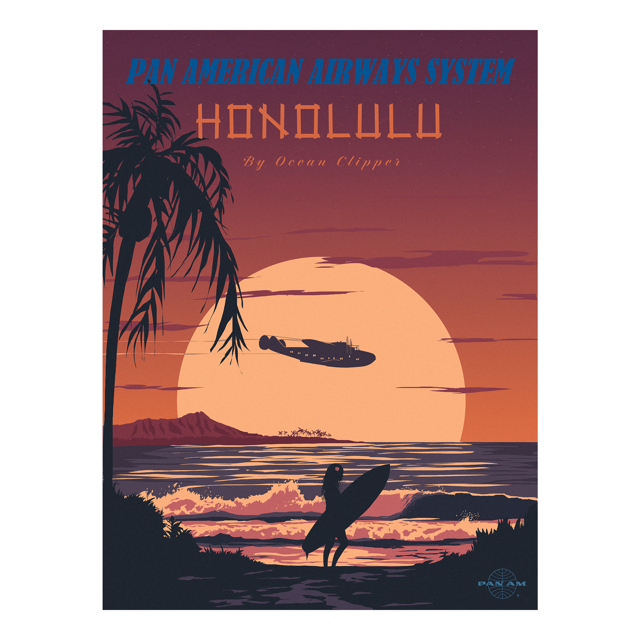 Affiche 30x40 PAN AM Honolulu