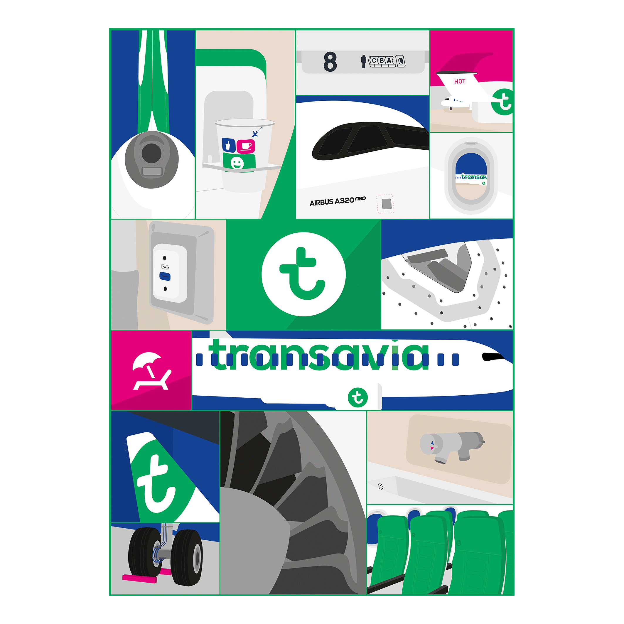 Affiche 50x70 Transavia "Le neo fait son show"