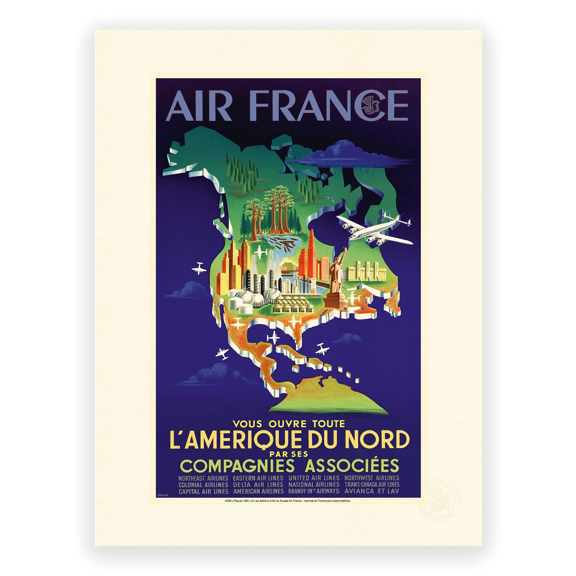 Affiche Air France - L'Amérique du Nord