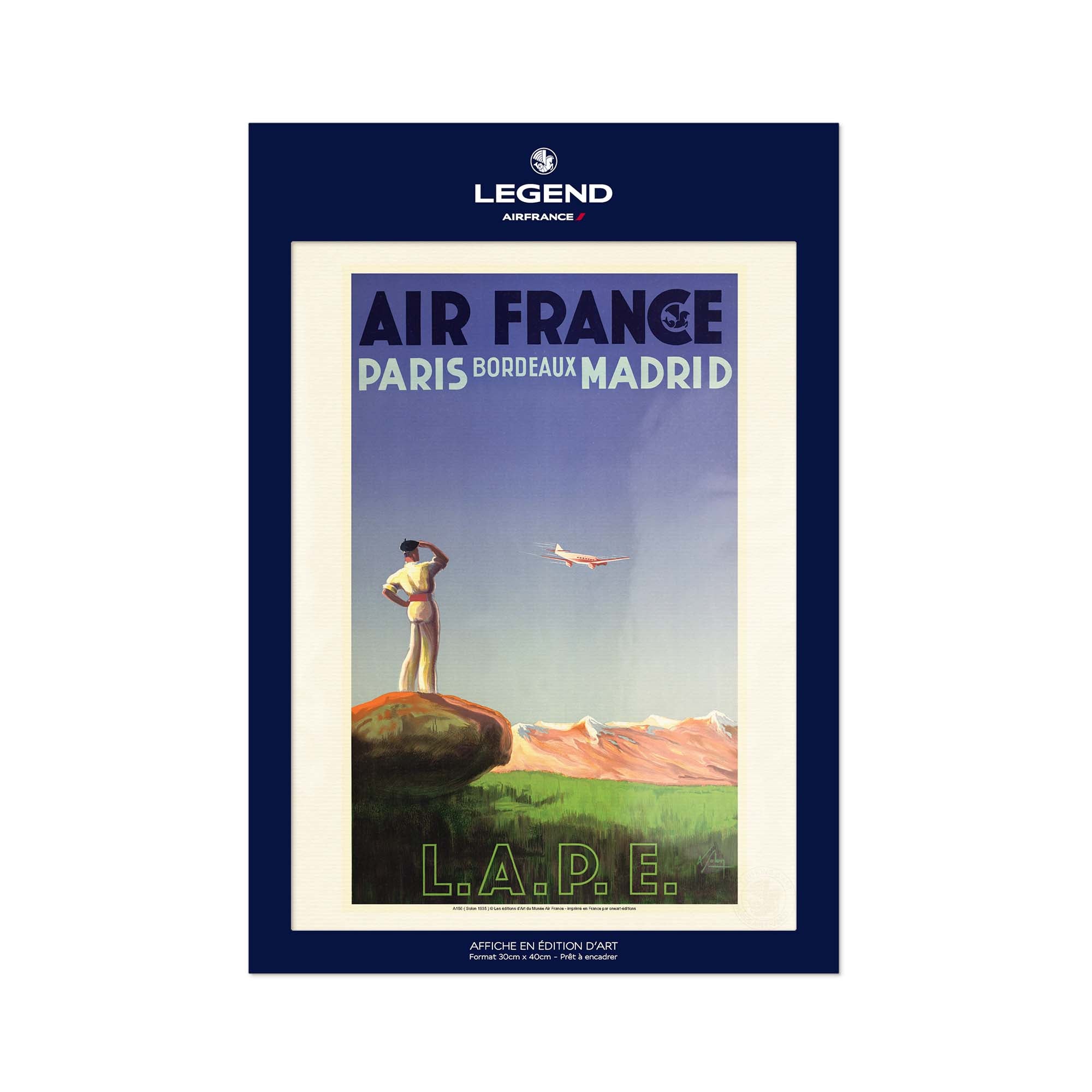 Affiche Air France - LAPE Paris - Bordeaux - Madrid