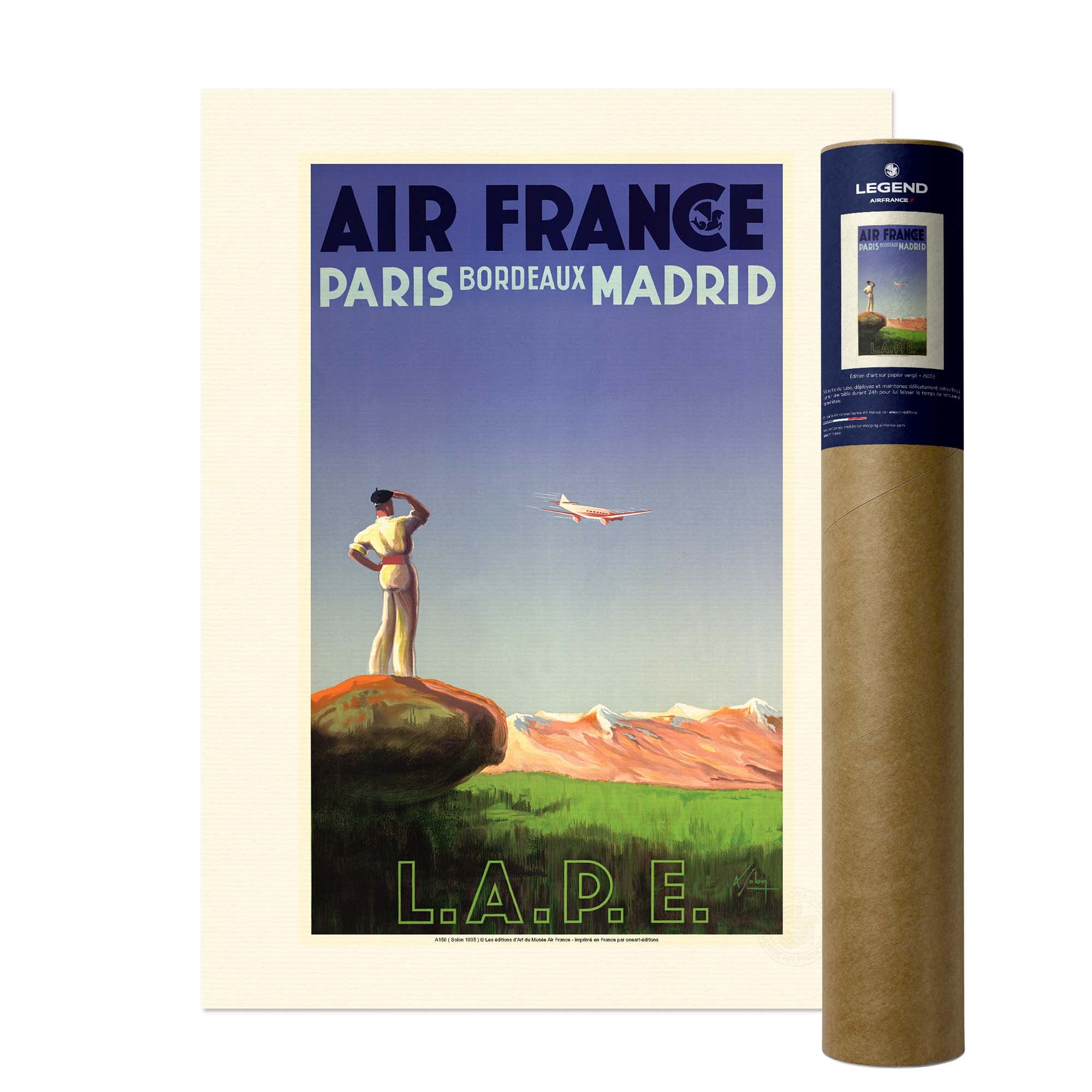 Affiche Air France - LAPE Paris - Bordeaux - Madrid