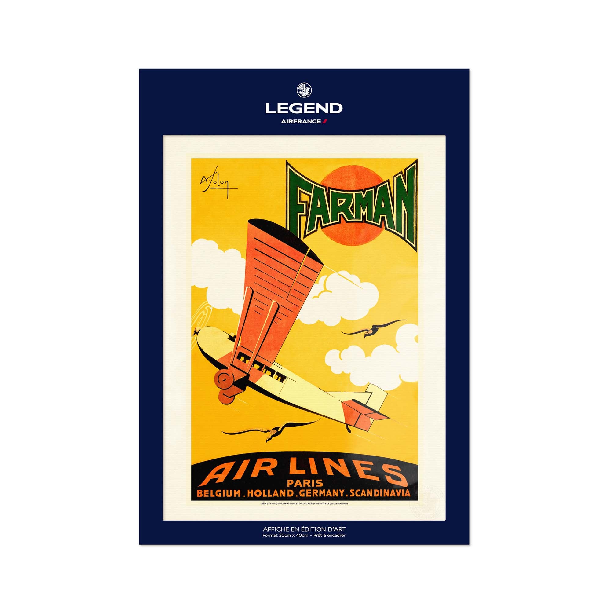 Affiche Air France - Farman Airlines / Jaune