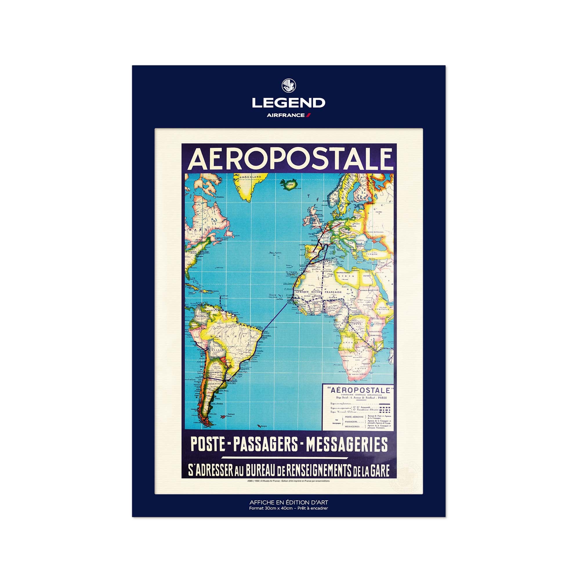 Affiche Air France - Poste - Passagers - Messageries