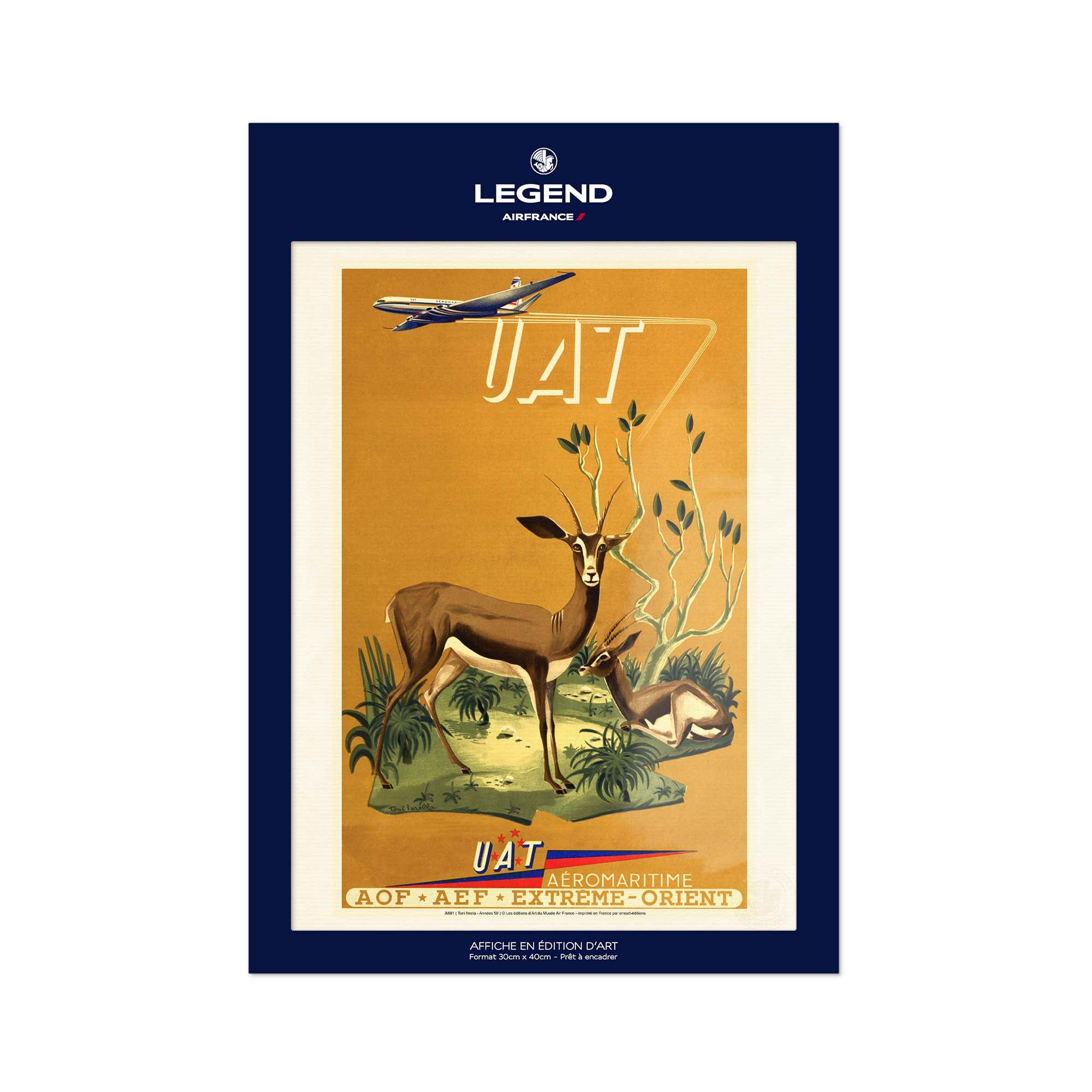 Affiche Air France - Savane & Antilope (UAT)