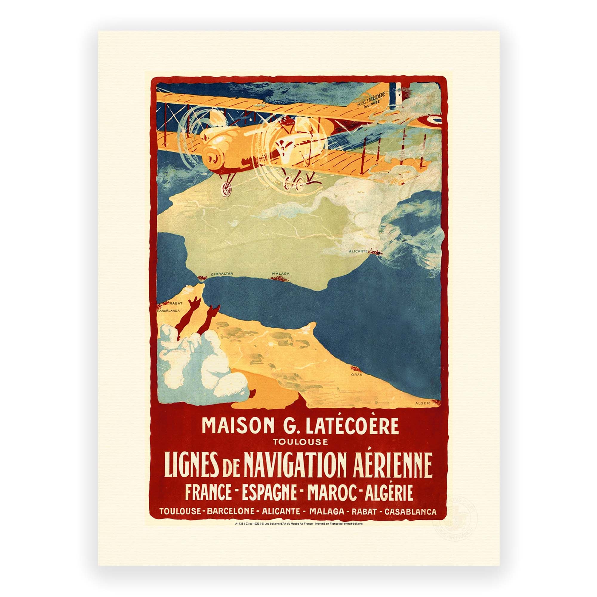 Affiche Air France - Maison G.Latécoère France Espagne Maroc Algérie