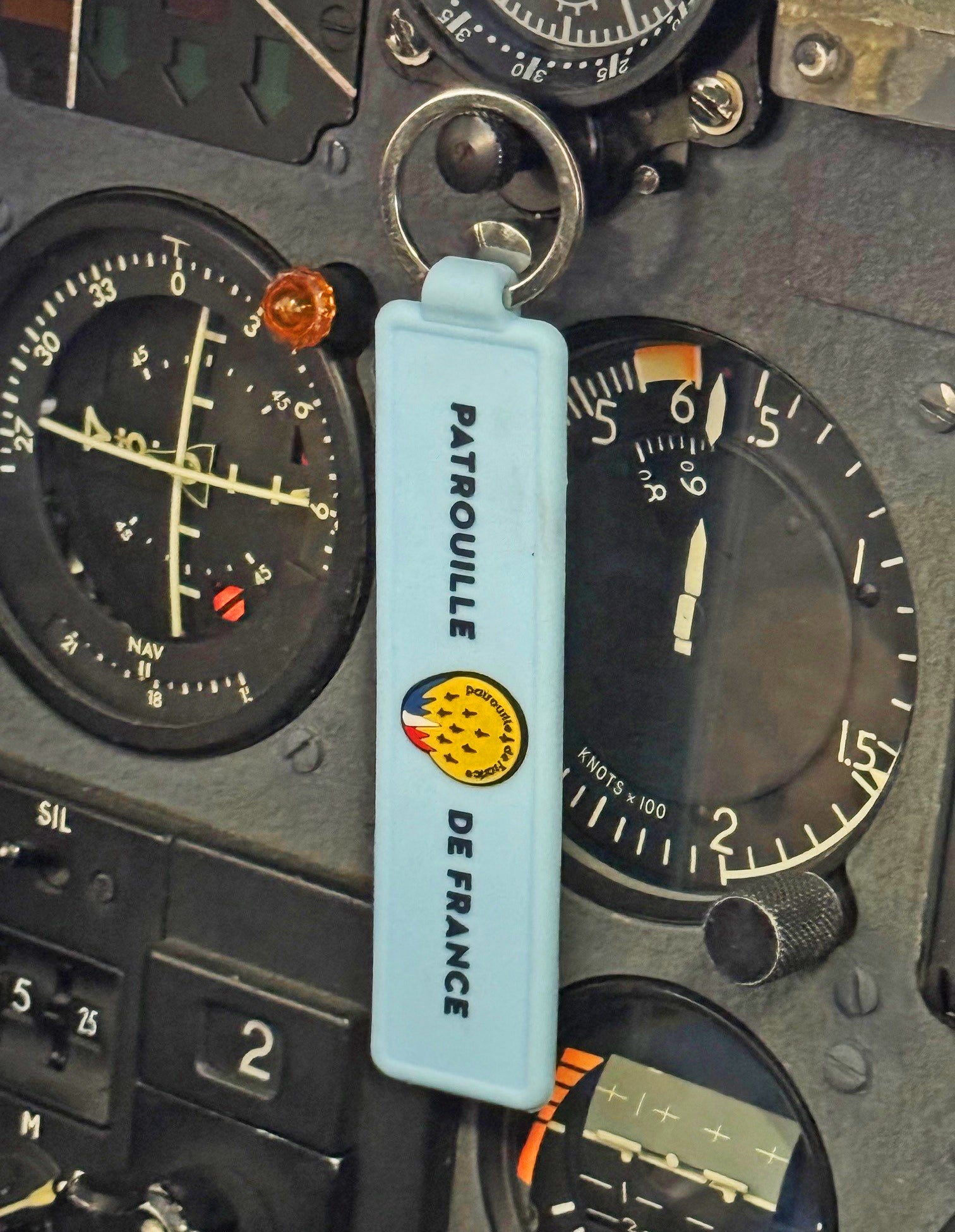 Patrouille de France key ring - Remove before flight - sky blue - rubber